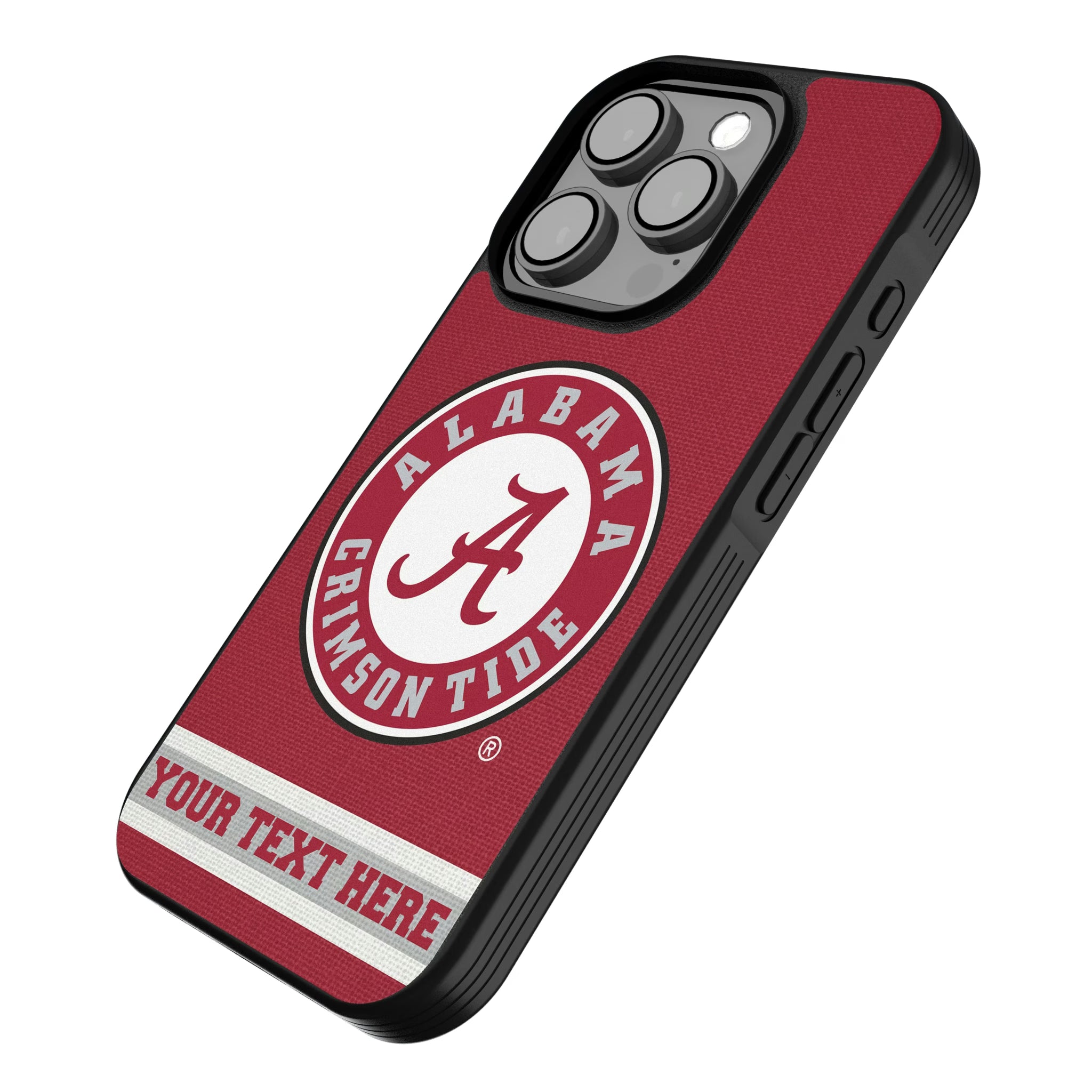 University of Alabama Crimson Tide Personalized Stripe iPhone Bump Phone Case for Apple iPhone - Isometric View