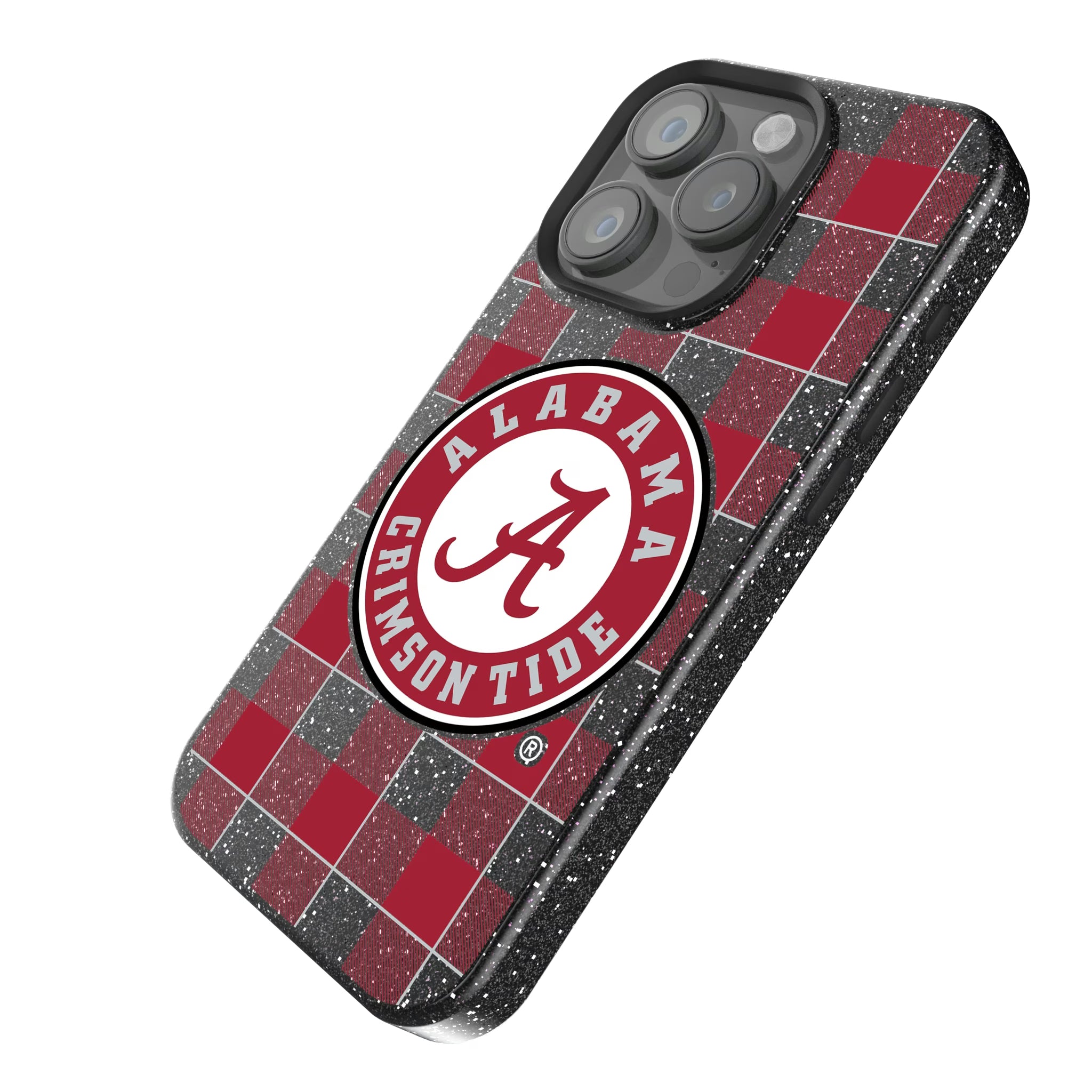 University of Alabama Crimson Tide Plaid iPhone Bling Phone Case for Apple iPhone - Isometric View