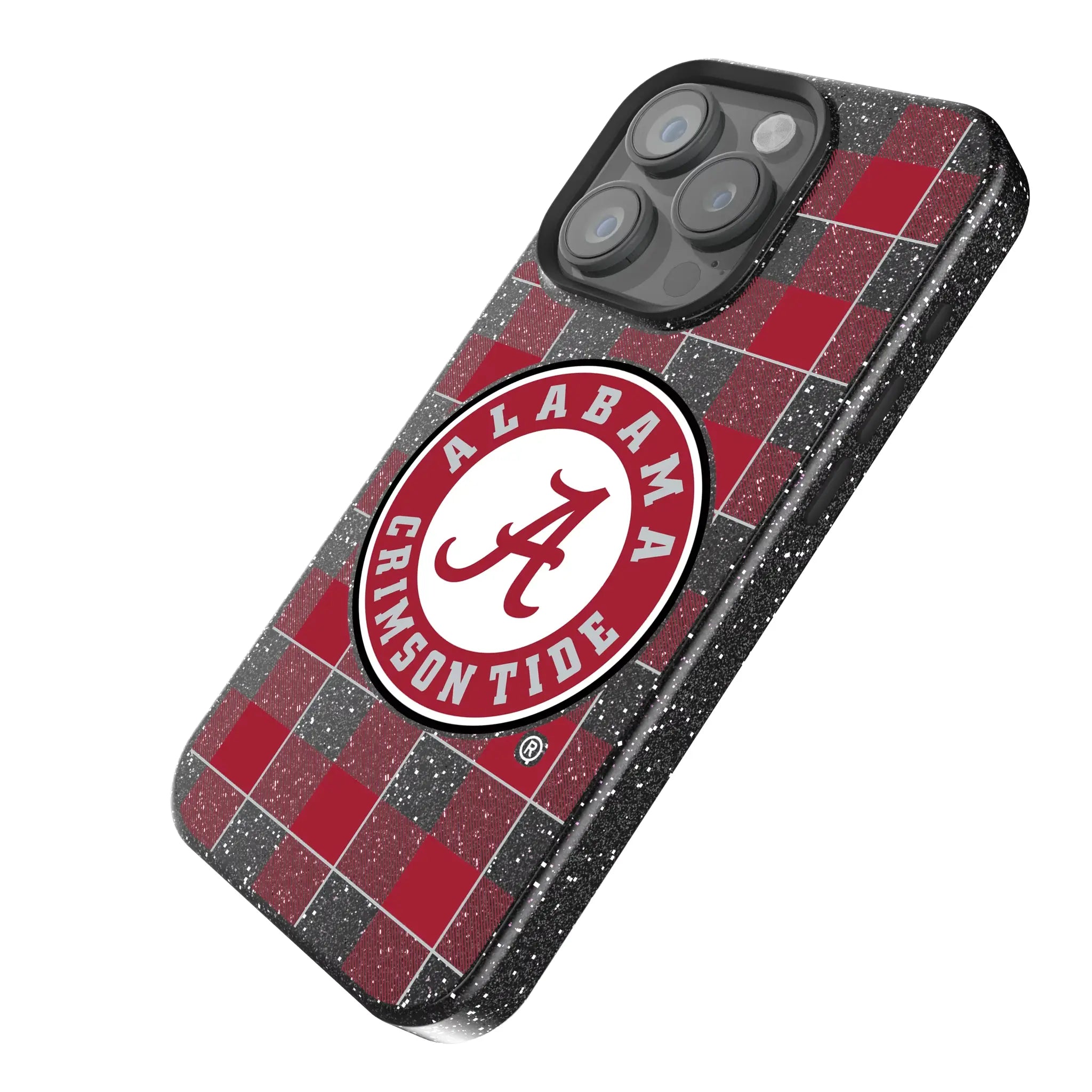 University of Alabama Crimson Tide Plaid iPhone Bling Phone Case for Apple iPhone - Isometric View