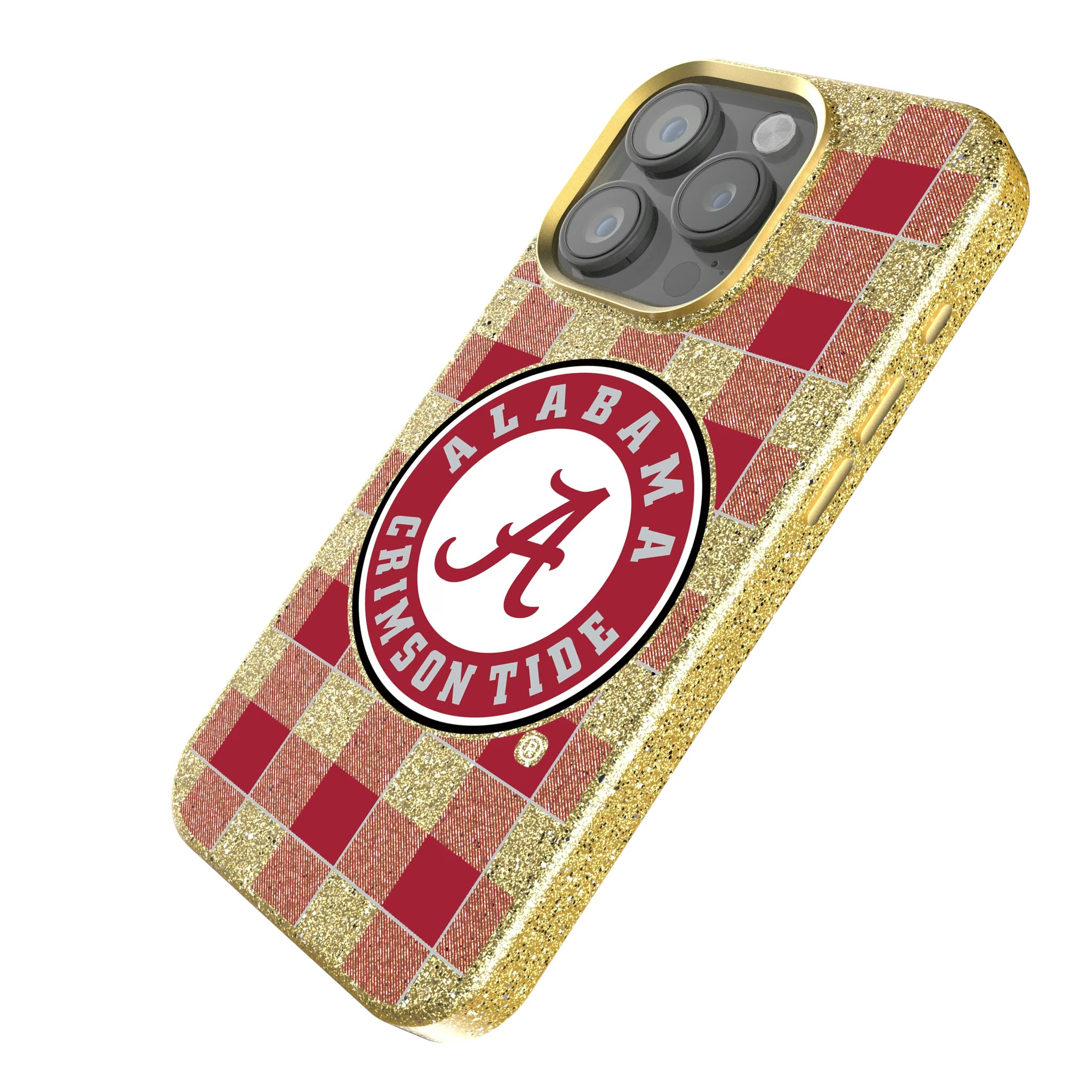 University of Alabama Crimson Tide Plaid iPhone Bling Phone Case for Apple iPhone - Isometric View