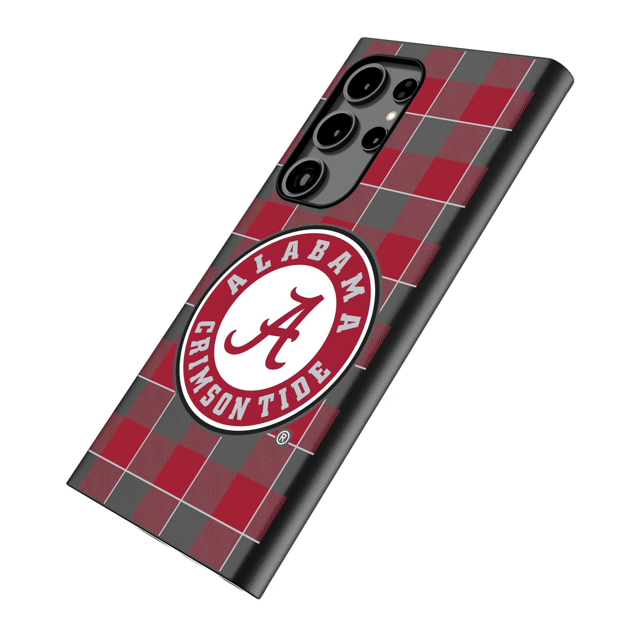 University of Alabama Crimson Tide Plaid Galaxy MagSafe Compatible Phone Case for Samsung Galaxy - Isometric View