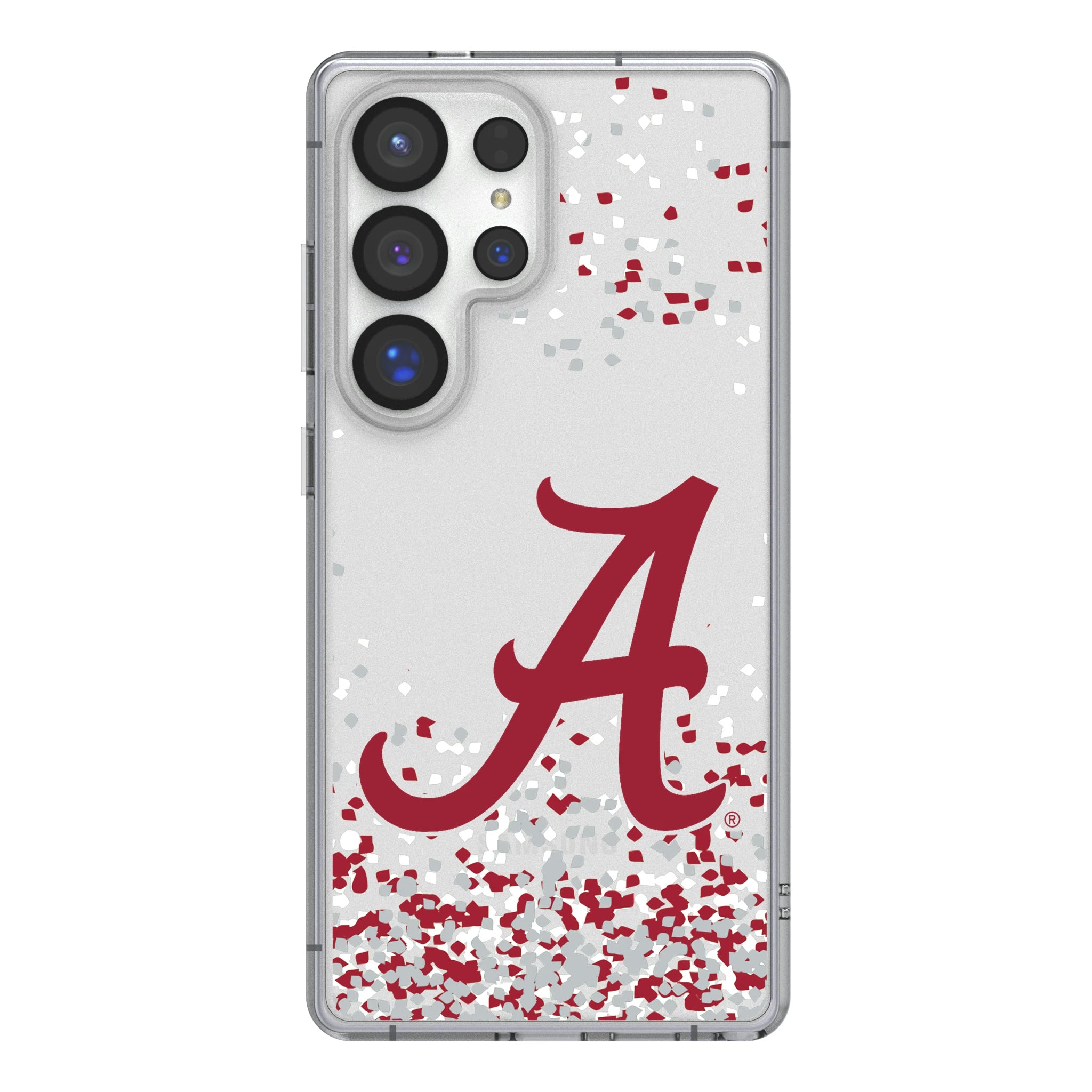 University of Alabama Crimson Tide Script A Confetti Galaxy Clear Phone Case for Samsung Galaxy