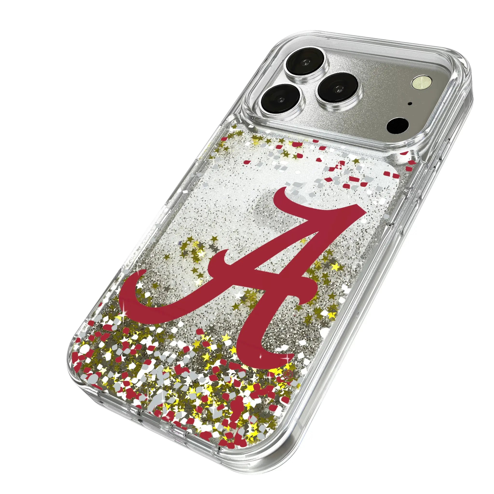 University of Alabama Crimson Tide Script A Confetti iPhone Glitter Phone Case for Apple iPhone - Isometric View