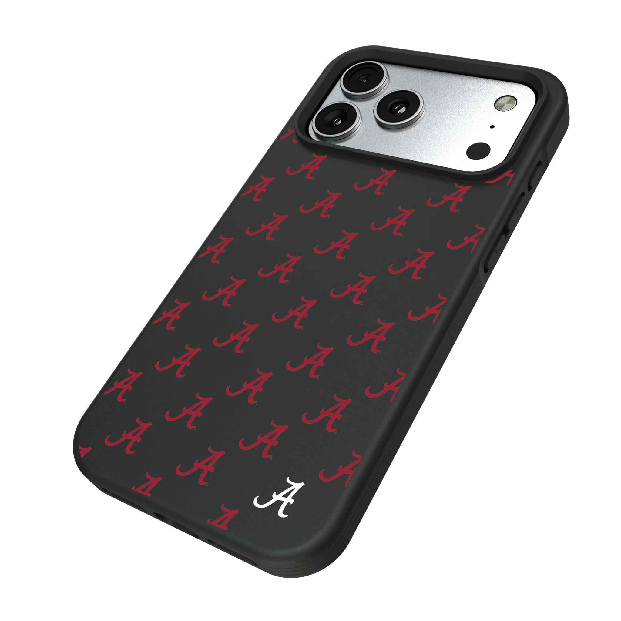 University of Alabama Crimson Tide Script A Fashion Pattern iPhone Bump Phone Case for Apple iPhone - Isometric View#Device_iPhone 17 Pro Max