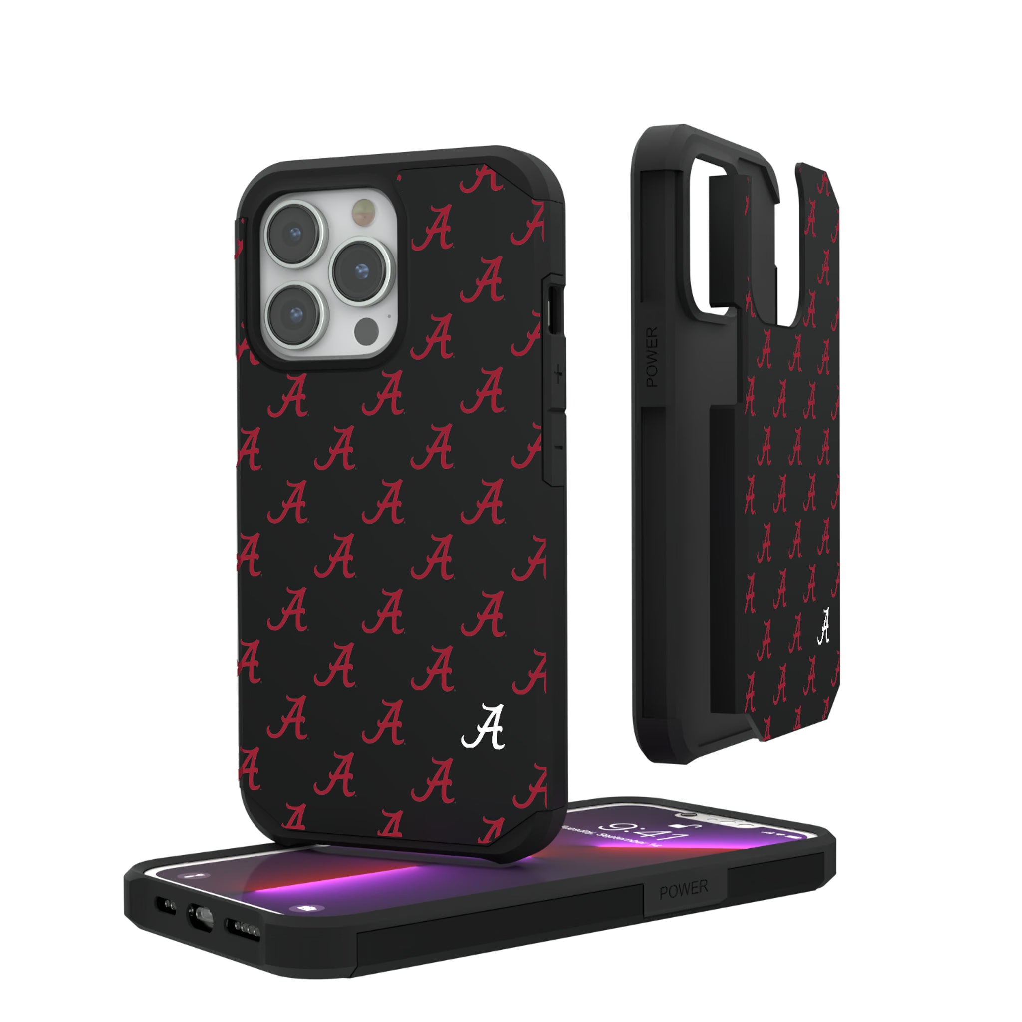 University of Alabama Crimson Tide Script A Fashion Pattern iPhone Rugged Phone Case for Apple iPhone#Device_iPhone 13 Pro