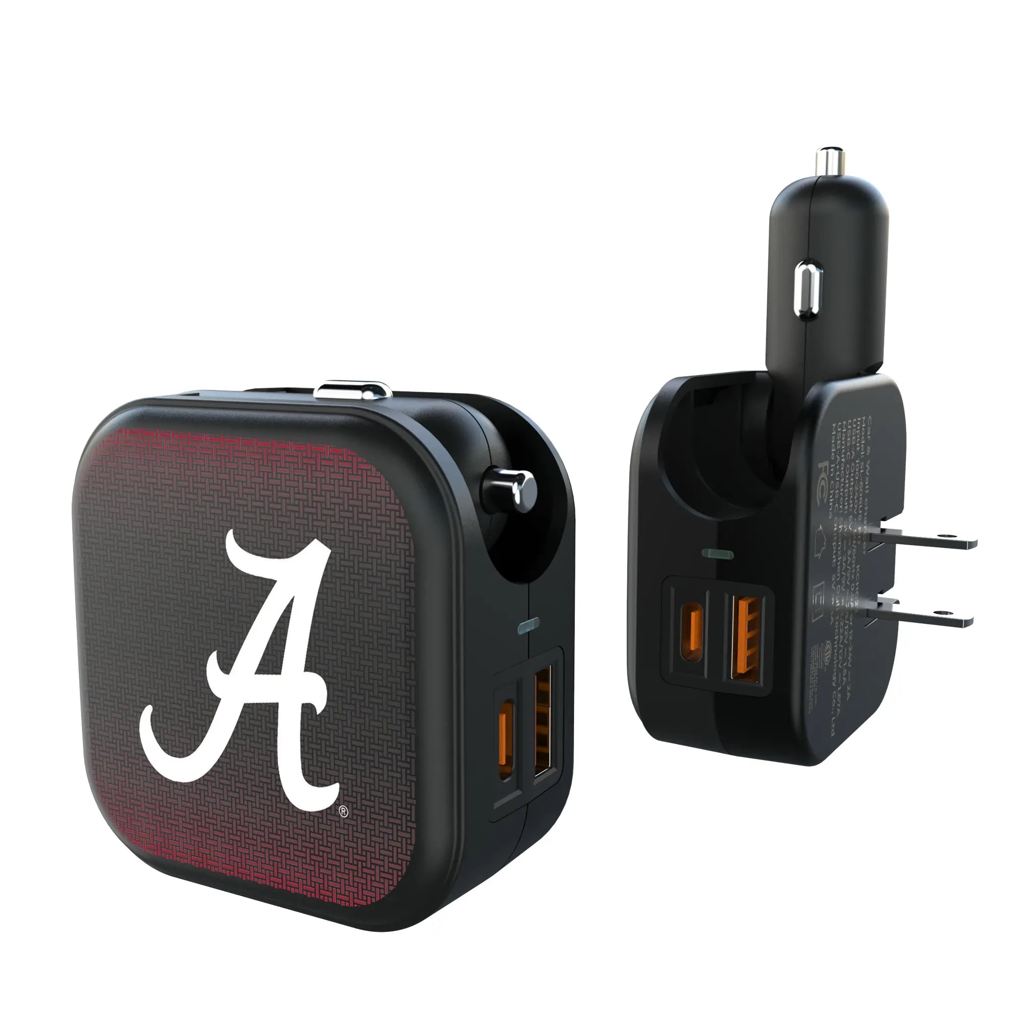 University of Alabama Crimson Tide Script A Linen 2 in 1 USB A/C Charger