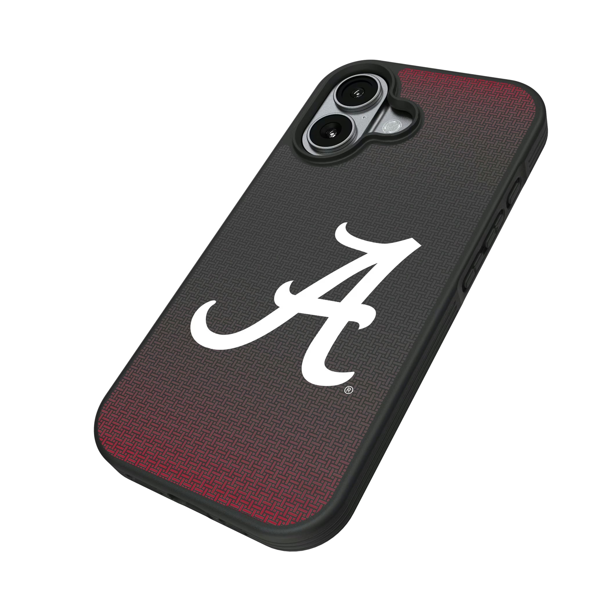 University of Alabama Crimson Tide Script A Linen iPhone Bump Phone Case for Apple iPhone - Isometric View#Device_iPhone 17