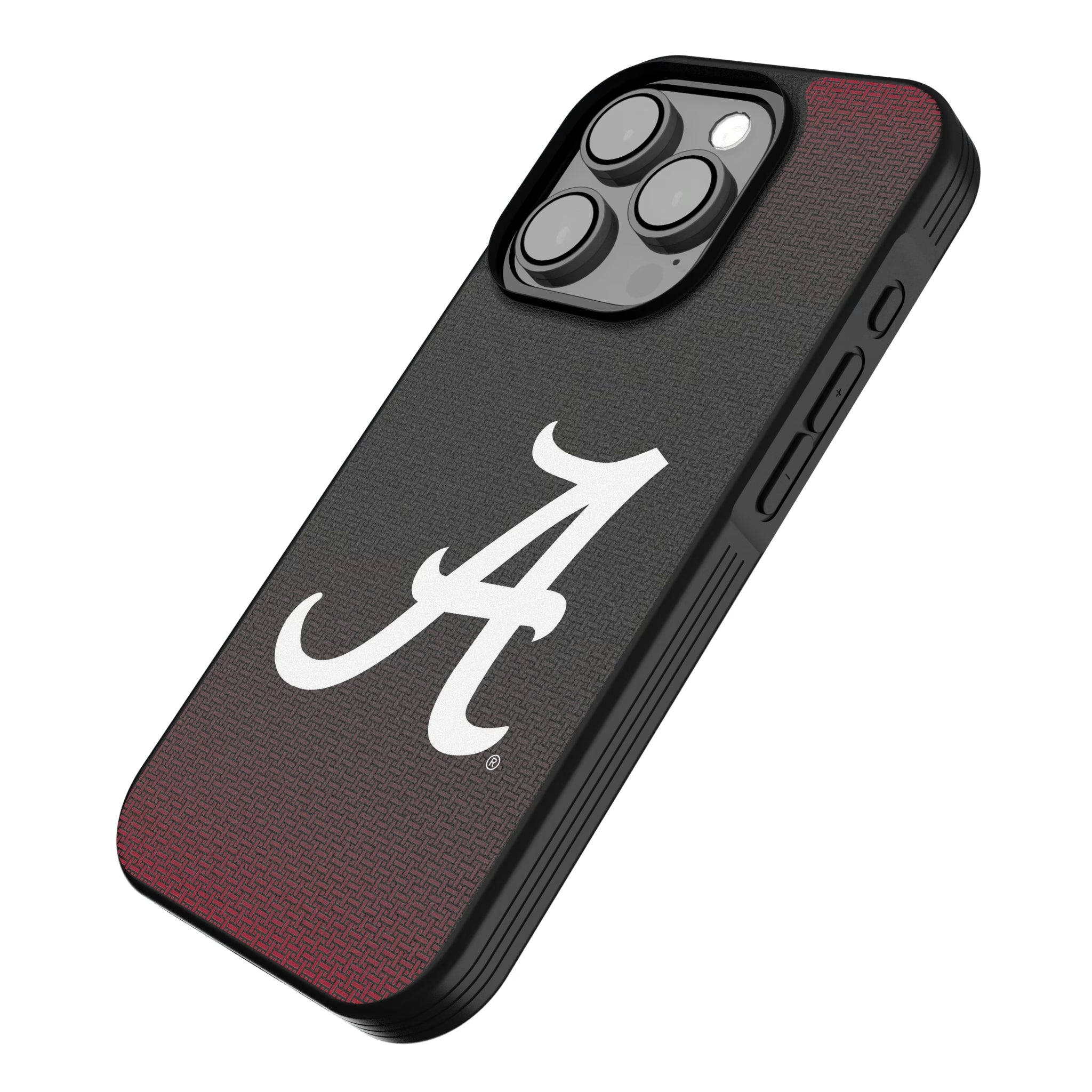 University of Alabama Crimson Tide Script A Linen iPhone Bump Phone Case for Apple iPhone - Isometric View