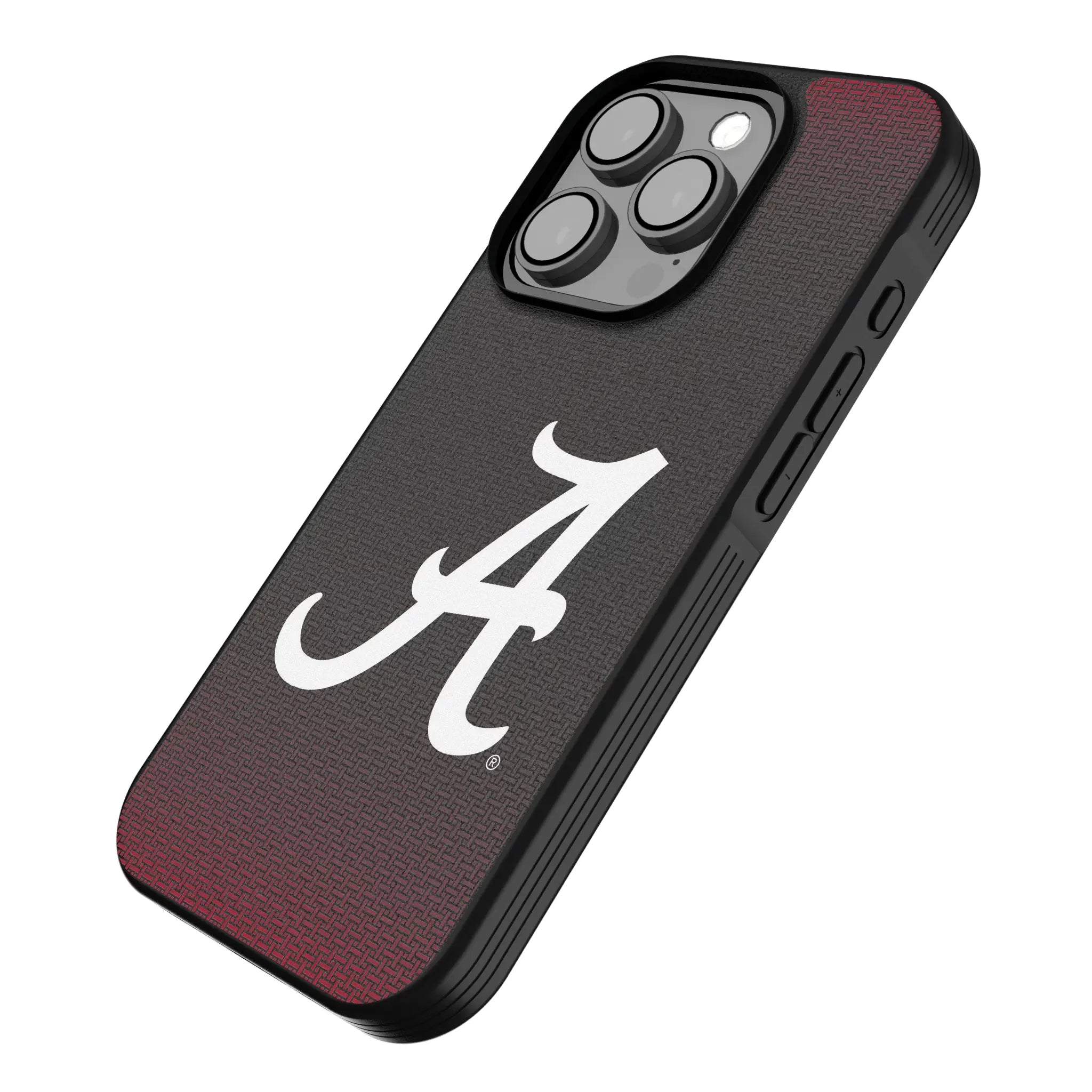 University of Alabama Crimson Tide Script A Linen iPhone Bump Phone Case for Apple iPhone - Isometric View