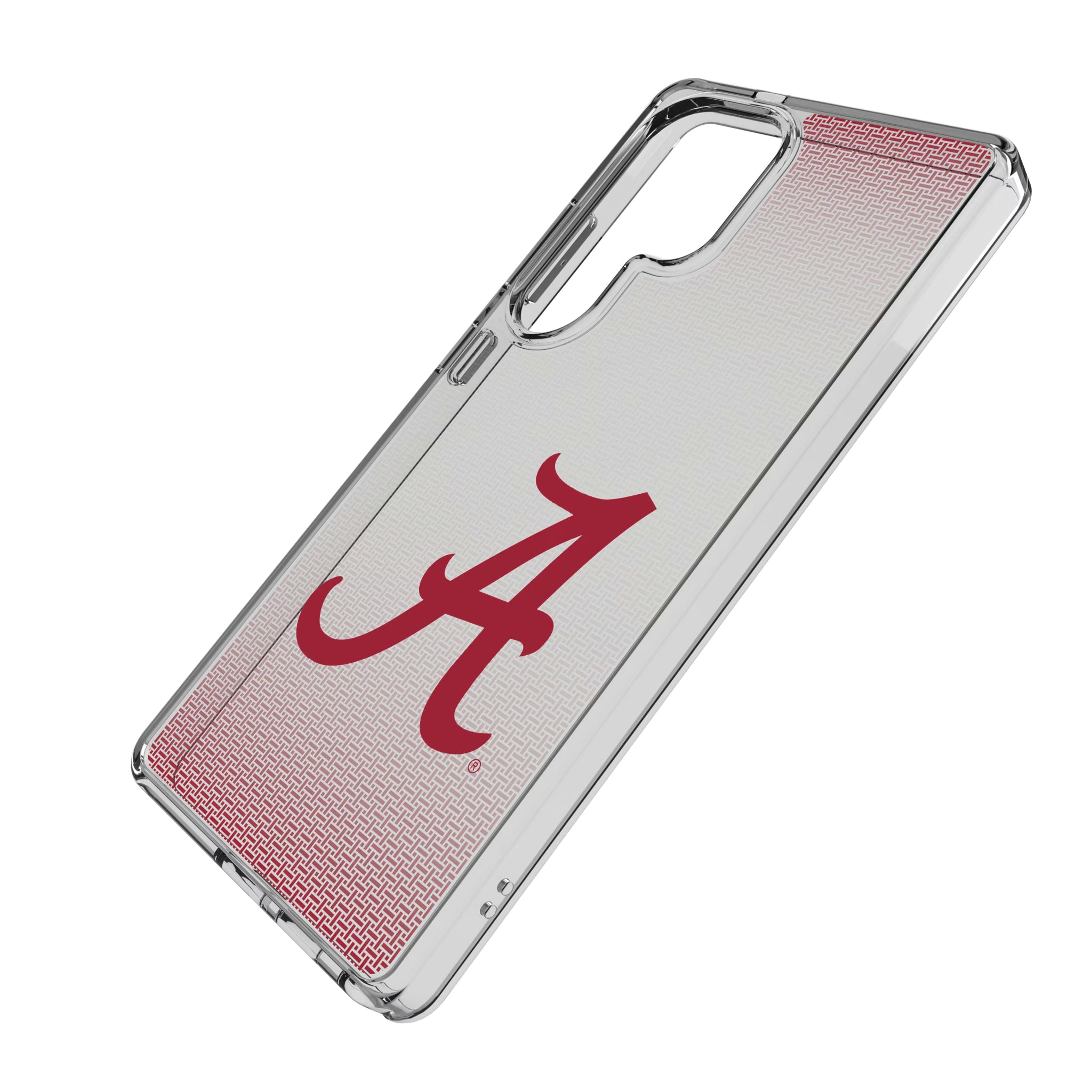 University of Alabama Crimson Tide Script A Linen Galaxy Clear Phone Case for Samsung Galaxy - Isometric View