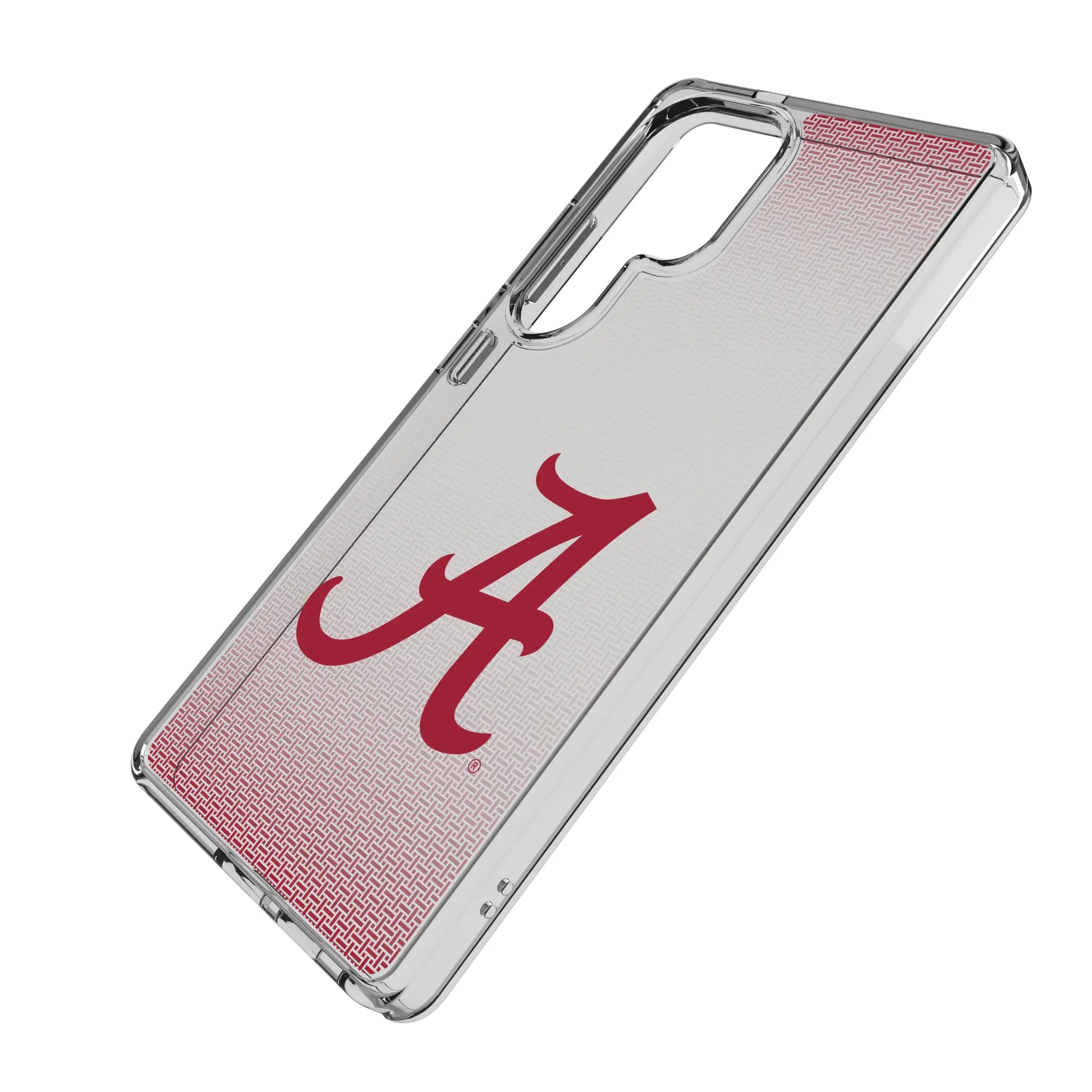 University of Alabama Crimson Tide Script A Linen Galaxy Clear Phone Case for Samsung Galaxy - Isometric View#Device_Galaxy S25 Ultra