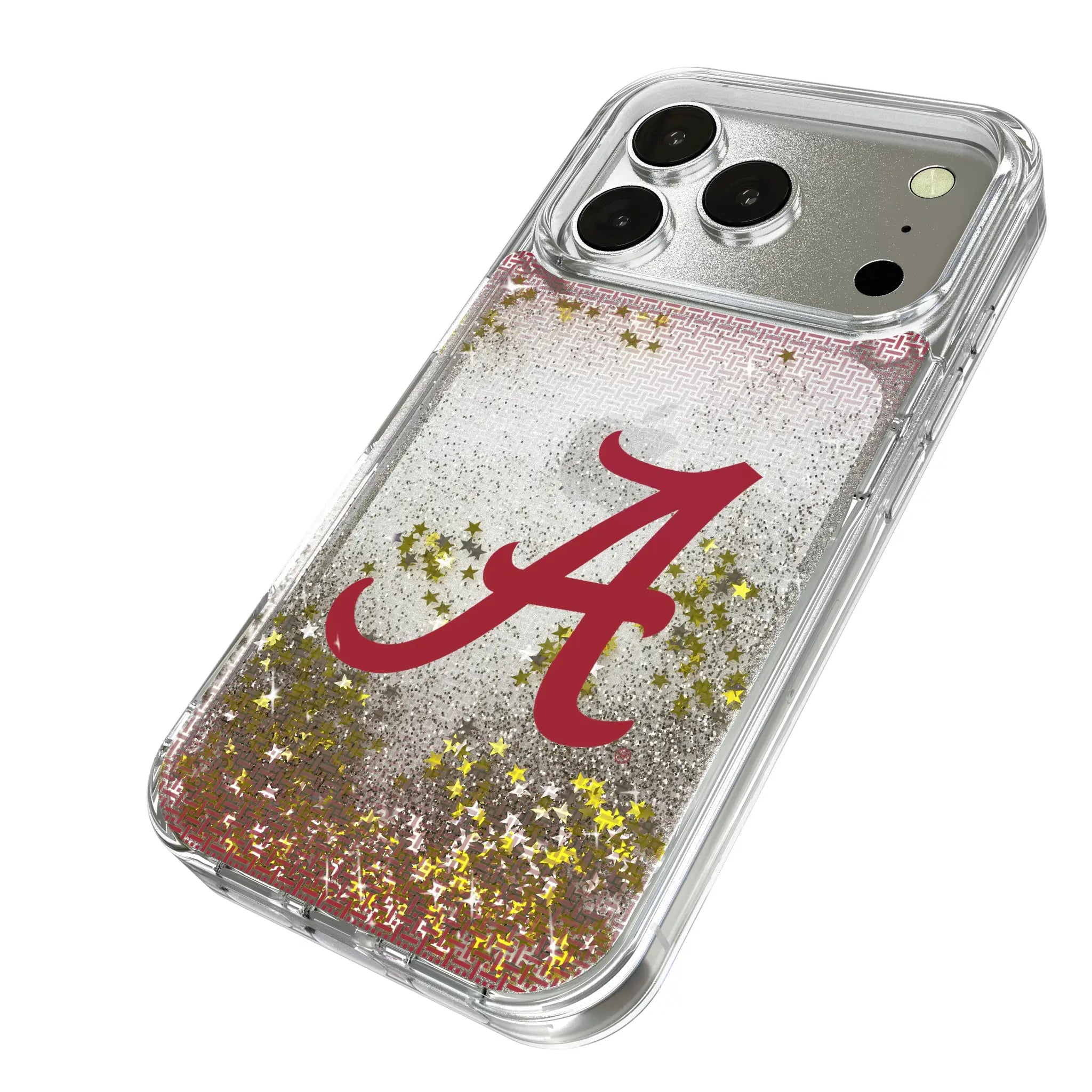 University of Alabama Crimson Tide Script A Linen iPhone Glitter Phone Case for Apple iPhone - Isometric View