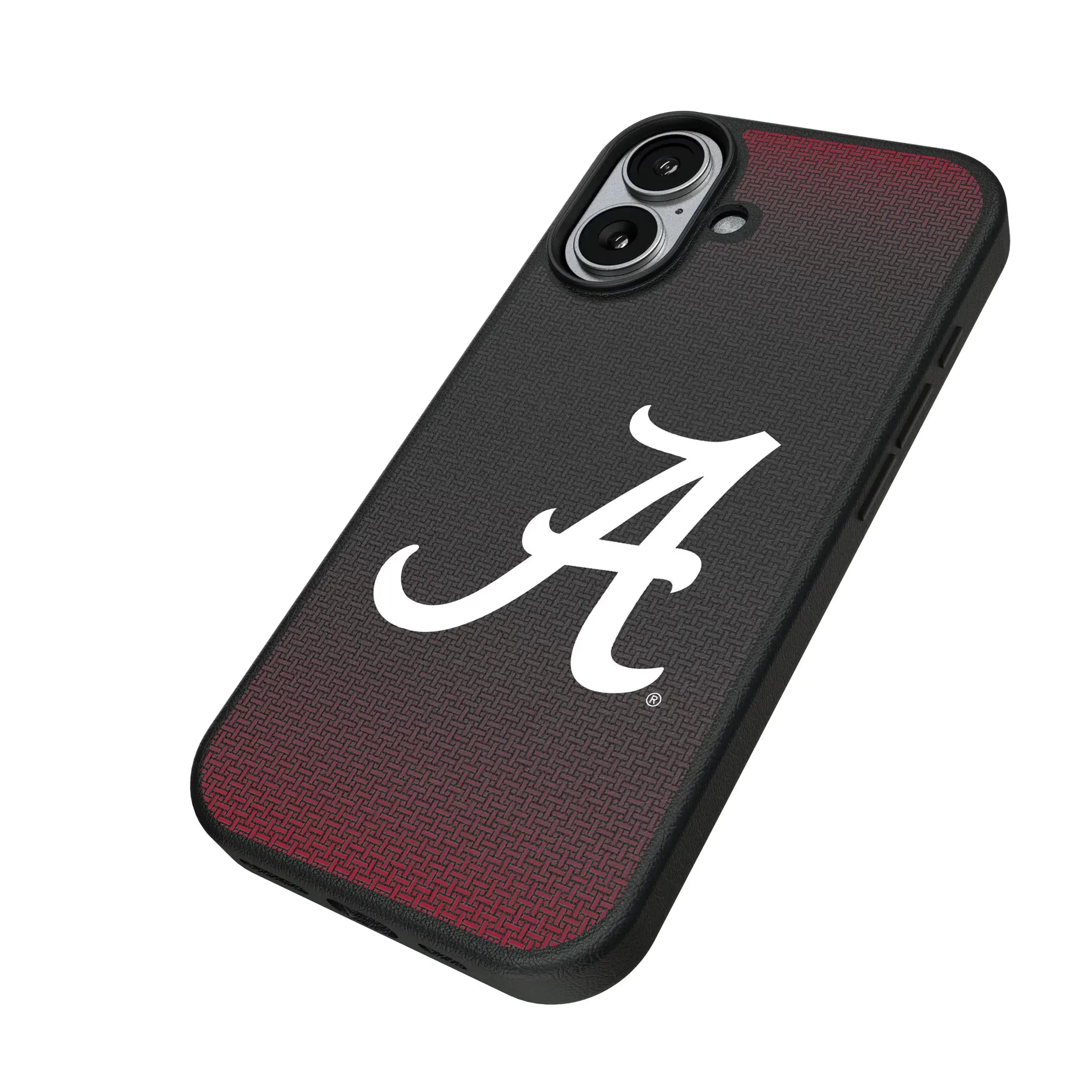University of Alabama Crimson Tide Script A Linen iPhone MagSafe Compatible Phone Case for Apple iPhone - Isometric View#Device_iPhone 17