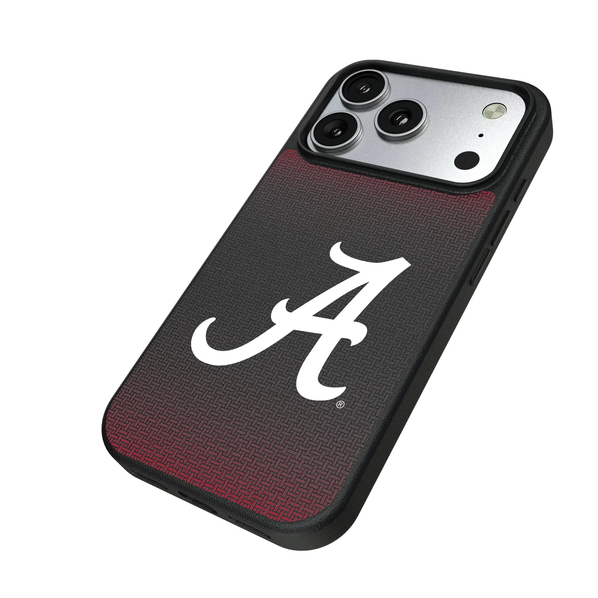 University of Alabama Crimson Tide Script A Linen iPhone MagSafe Compatible Phone Case for Apple iPhone - Isometric View#Device_iPhone 17 Pro