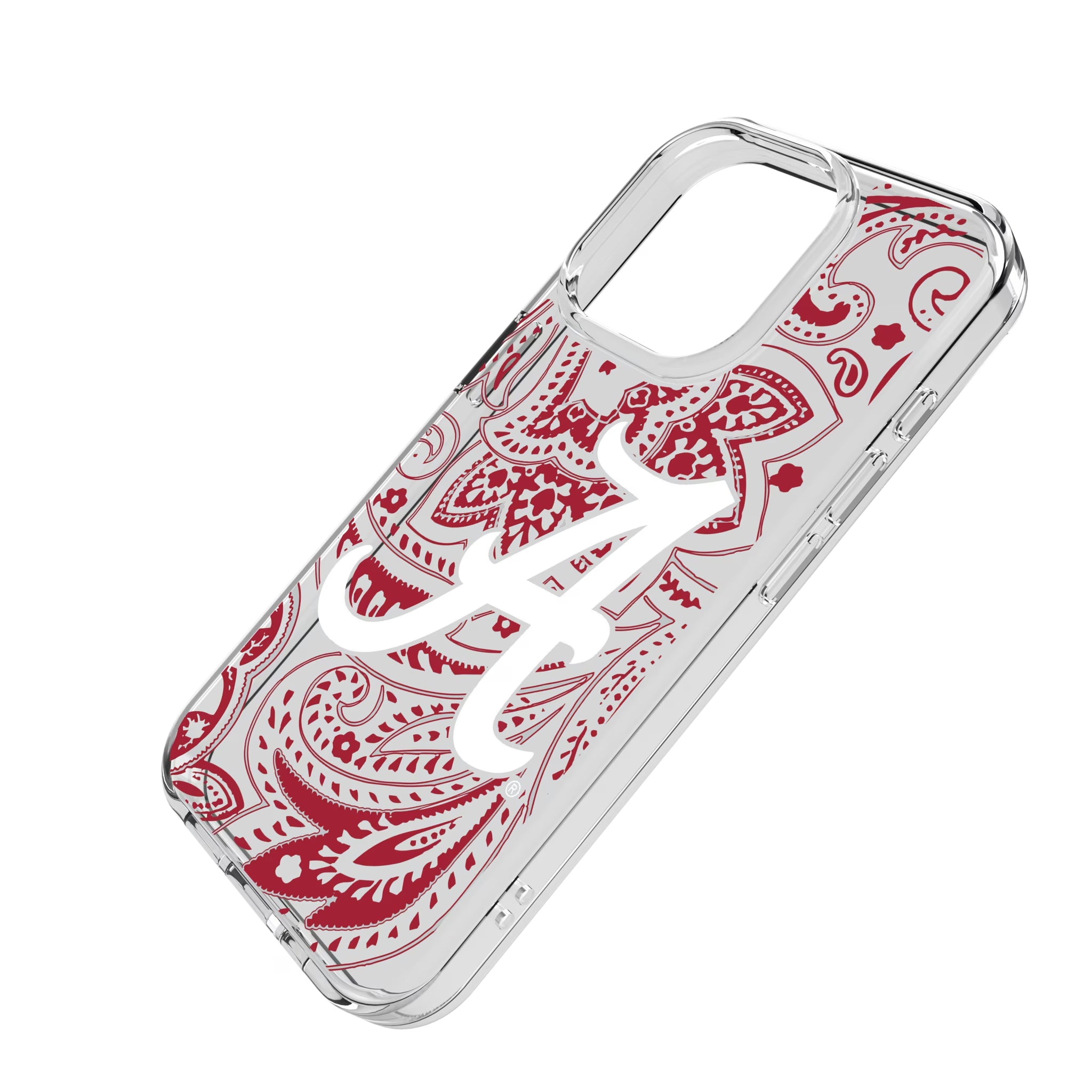 University of Alabama Crimson Tide Script A Paisley iPhone Clear Phone Case for Apple iPhone - Isometric View