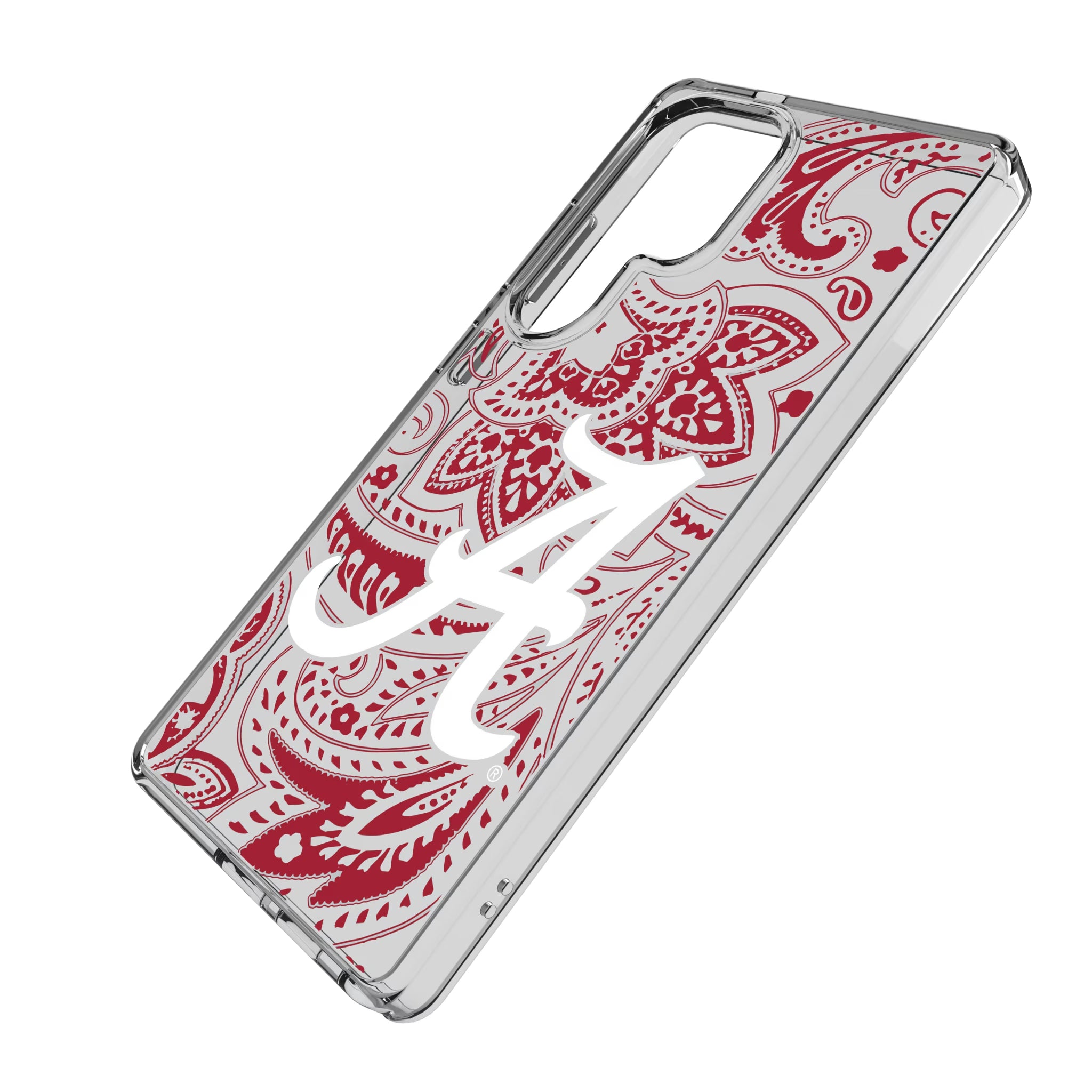 University of Alabama Crimson Tide Script A Paisley Galaxy Clear Phone Case for Samsung Galaxy - Isometric View