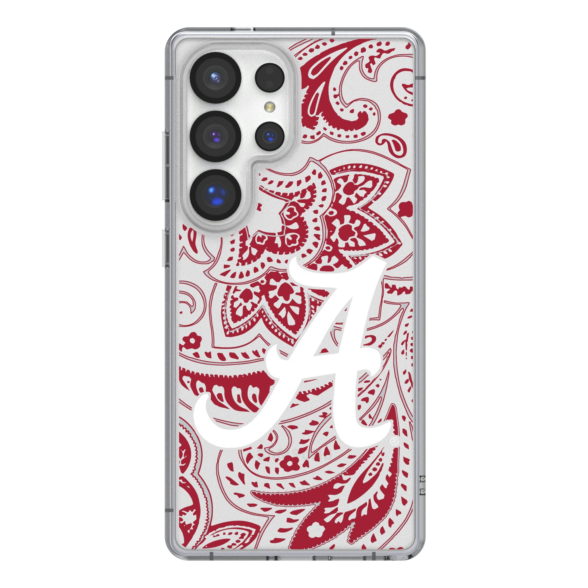 University of Alabama Crimson Tide Script A Paisley Galaxy Clear Phone Case for Samsung Galaxy