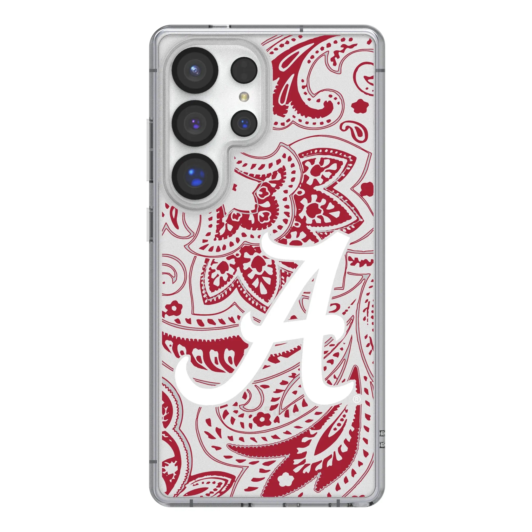 University of Alabama Crimson Tide Script A Paisley Galaxy Clear Phone Case for Samsung Galaxy#Device_Galaxy S25 Ultra