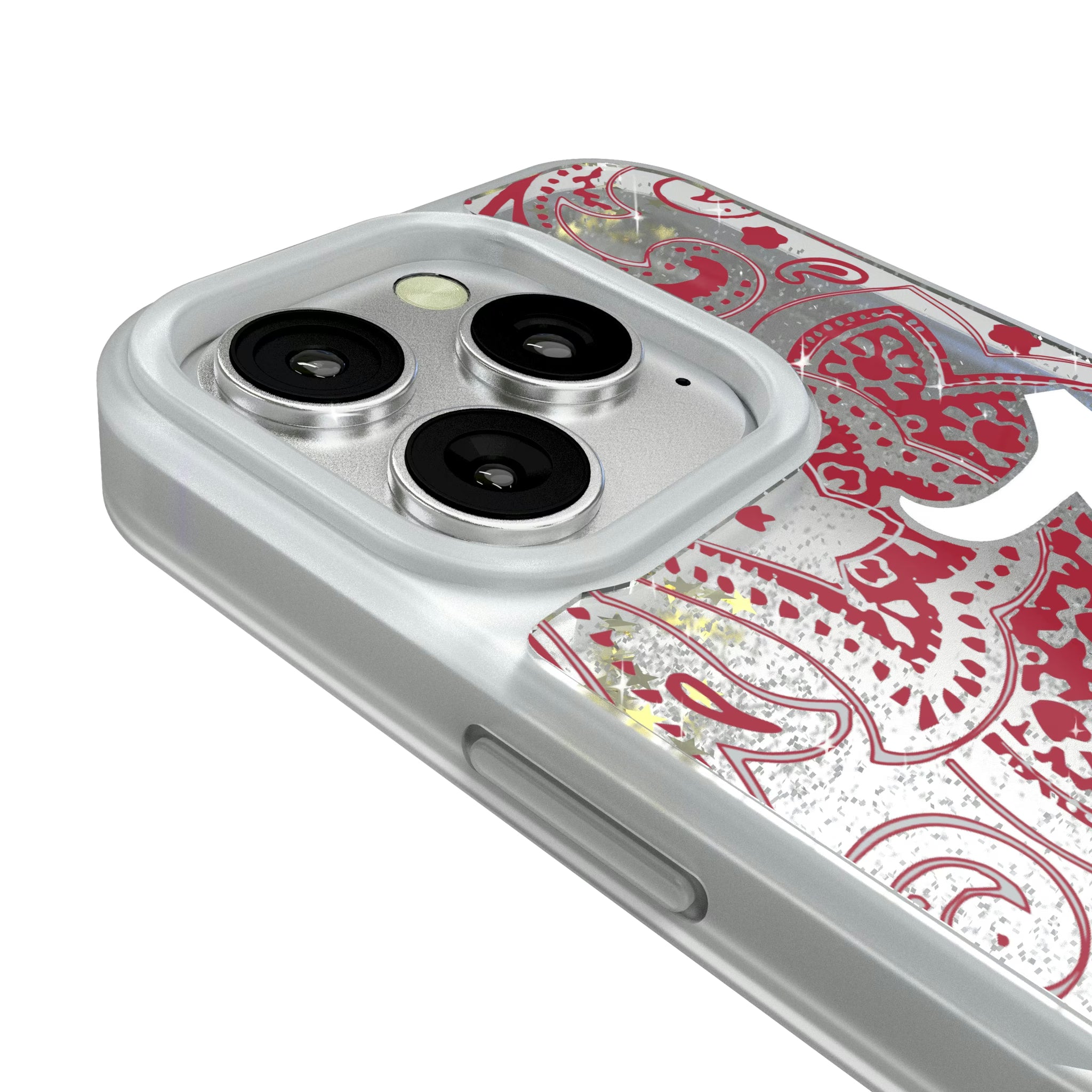 University of Alabama Crimson Tide Script A Paisley iPhone Glitter Phone Case for Apple iPhone - Detail#Device_iPhone 16 Pro