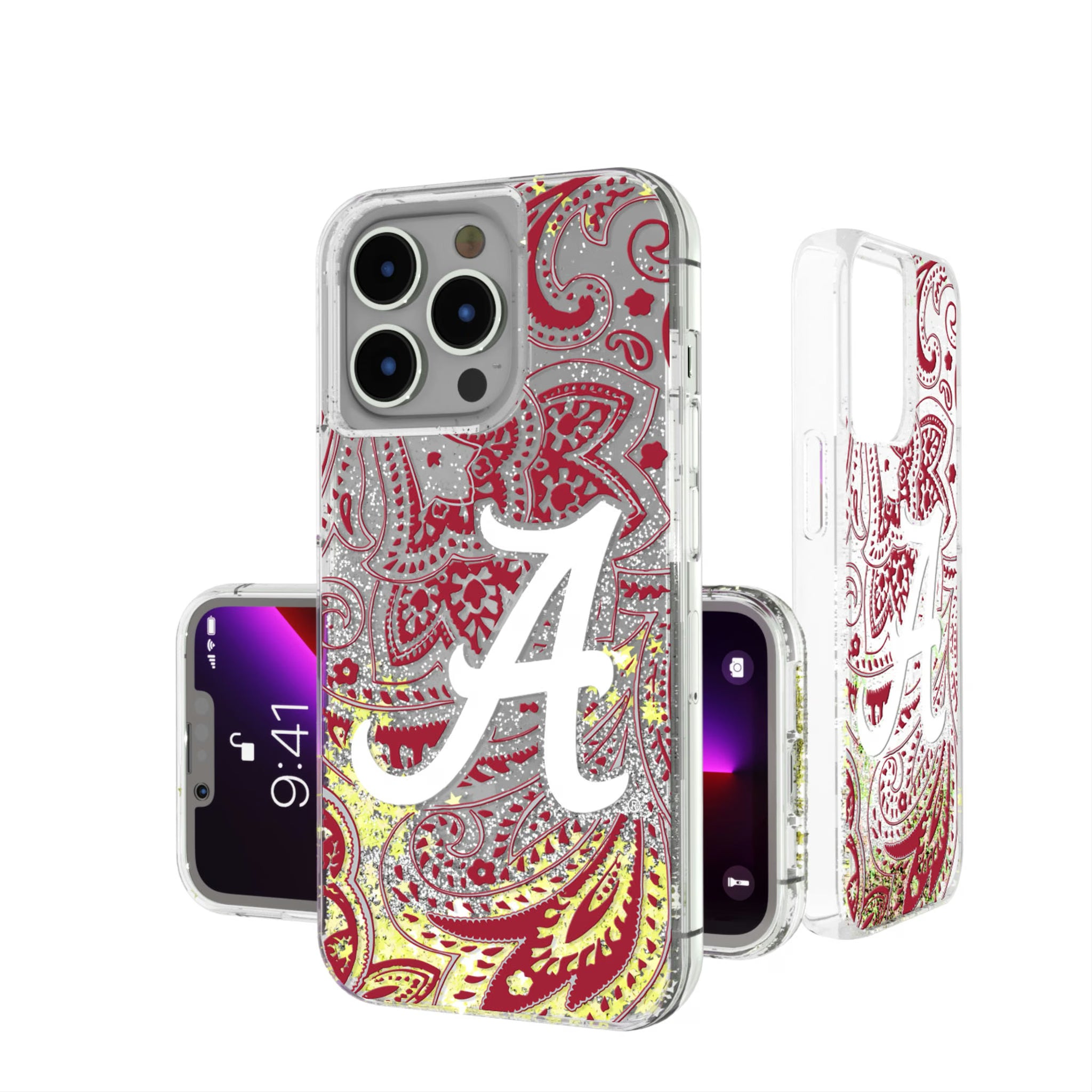 University of Alabama Crimson Tide Script A Paisley iPhone Glitter Phone Case for Apple iPhone
