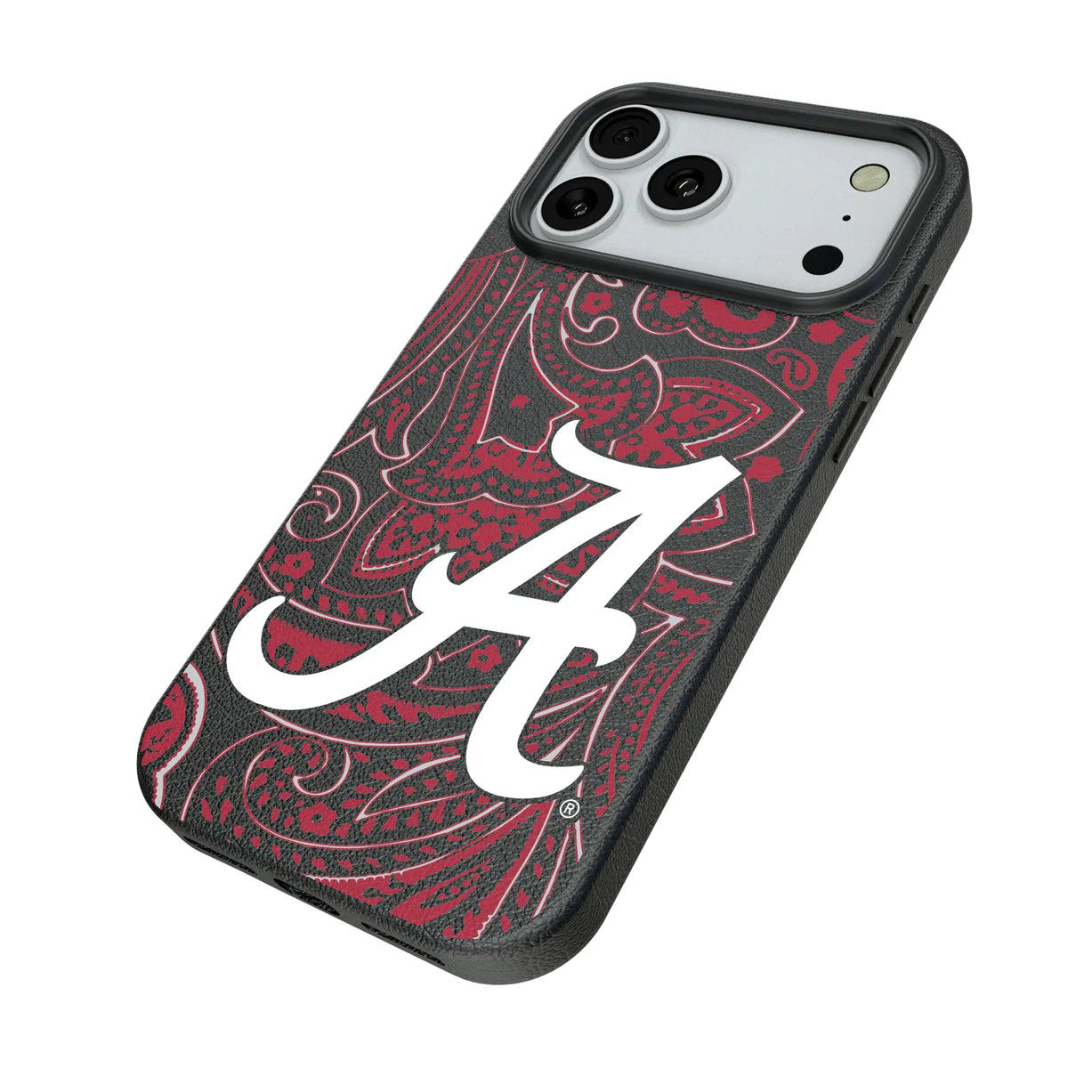 University of Alabama Crimson Tide Script A Paisley iPhone MagSafe Compatible Phone Case for Apple iPhone - Isometric View#Device_iPhone 18 Pro Max