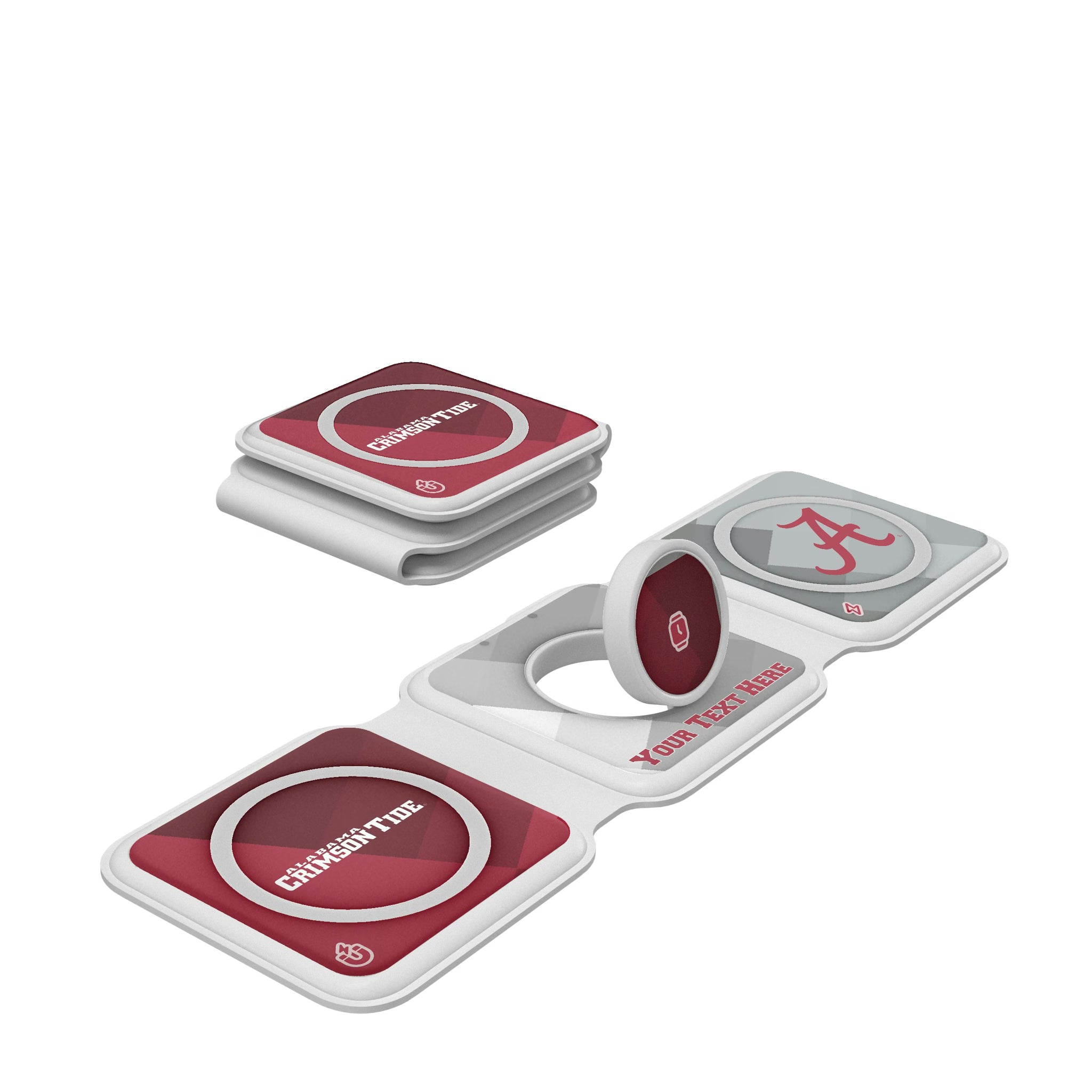 University of Alabama Crimson Tide Script A Personalized Color Block Foldable 3 in 1 Charger