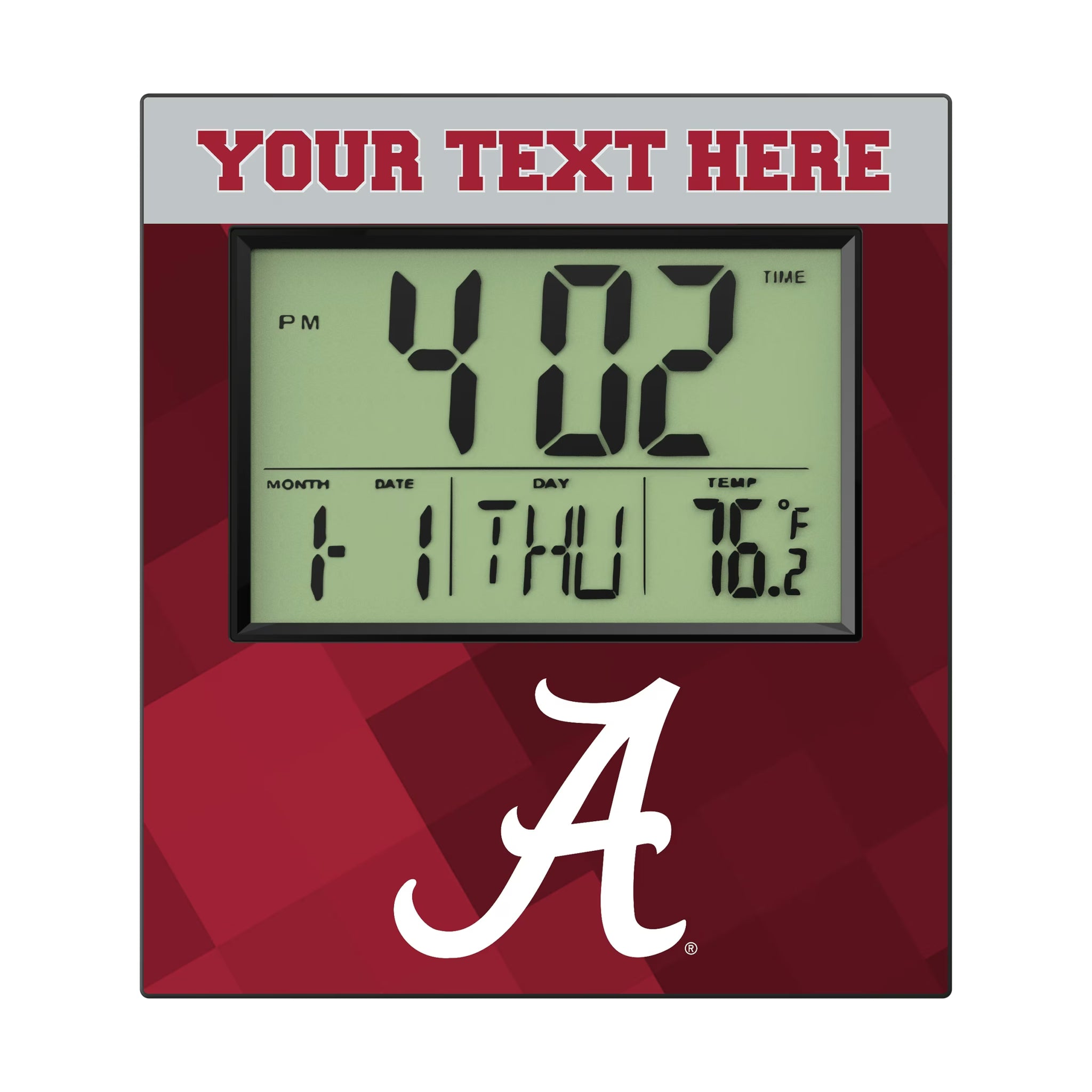 University of Alabama Crimson Tide Script A Personalized Color Block Wall Clock