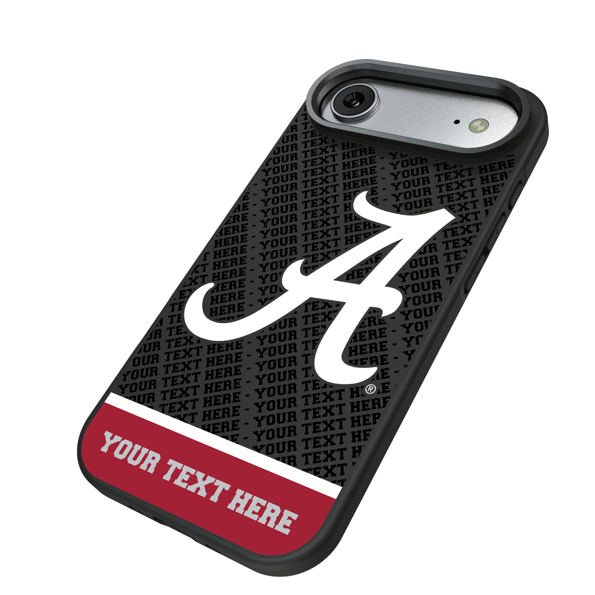 University of Alabama Crimson Tide Script A Personalized EndZone Plus iPhone Bump Phone Case for Apple iPhone - Isometric View#Device_iPhone Air
