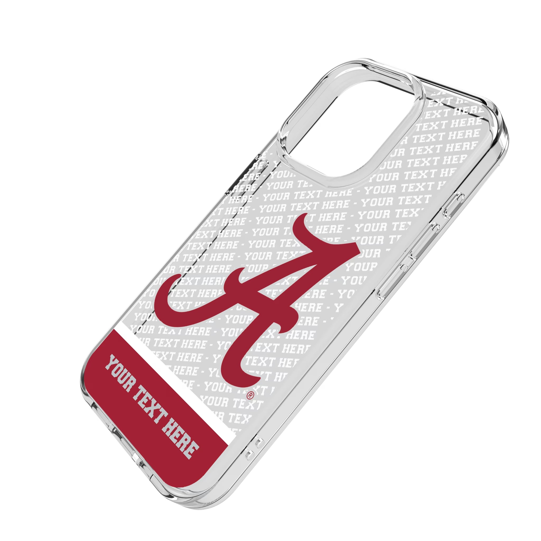 University of Alabama Crimson Tide Script A Personalized EndZone Plus iPhone Clear Phone Case for Apple iPhone - Isometric View