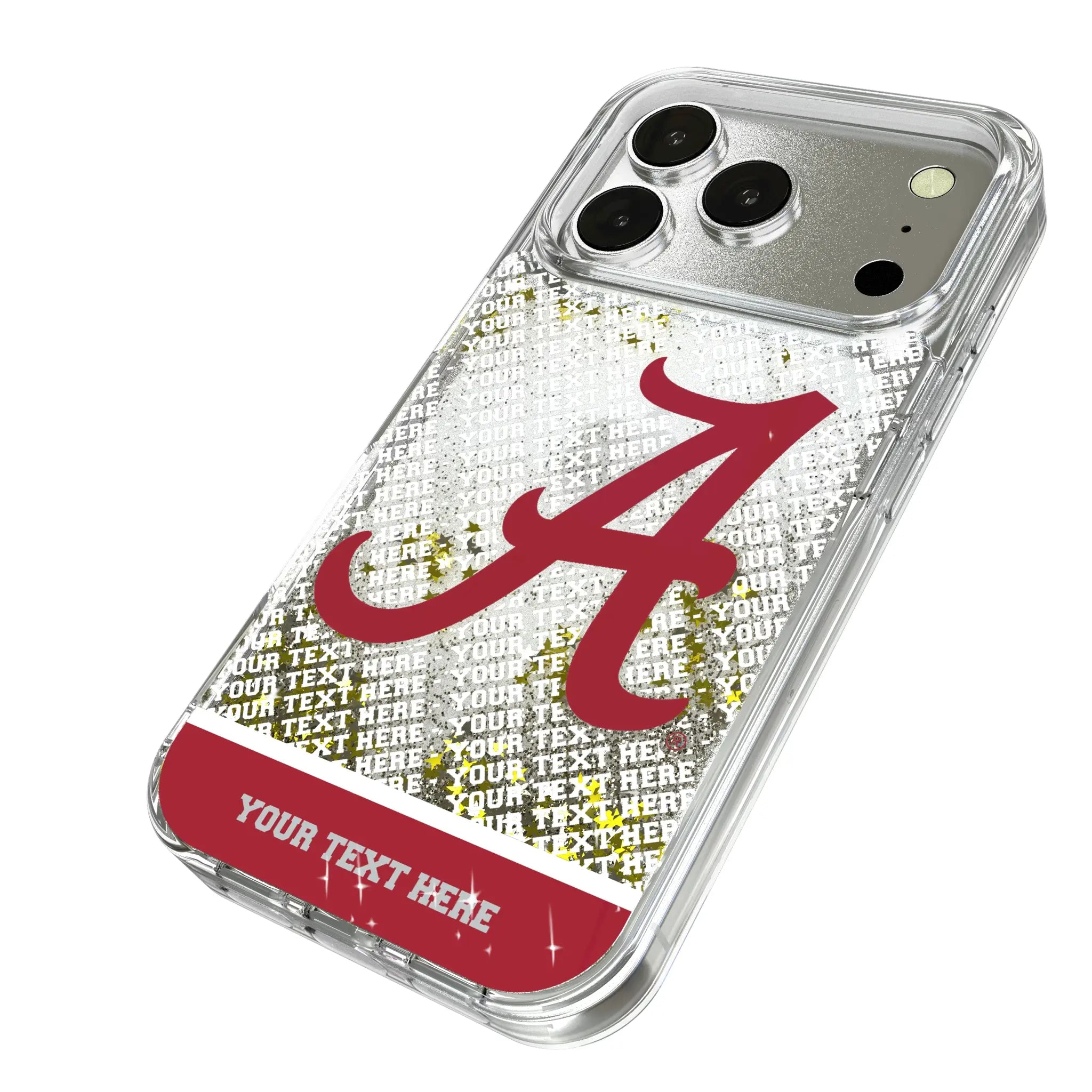 University of Alabama Crimson Tide Script A Personalized EndZone Plus iPhone Glitter Phone Case for Apple iPhone - Isometric View