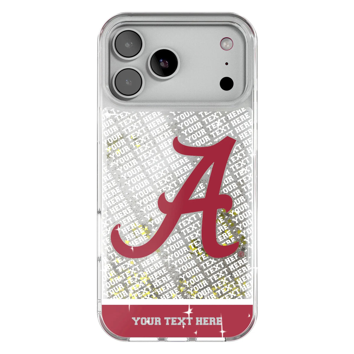 University of Alabama Crimson Tide Script A Personalized EndZone Plus Glitter Phone Case for Apple iPhone