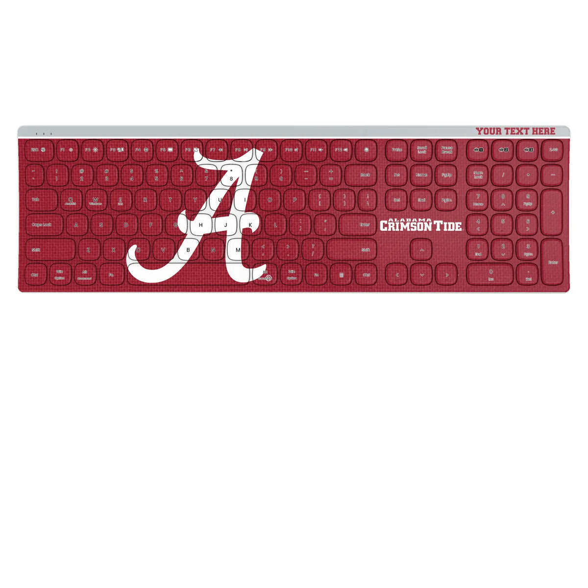 University of Alabama Crimson Tide Script A Personalized Endzone Solid KKB605 Curved Wireless Keyboard