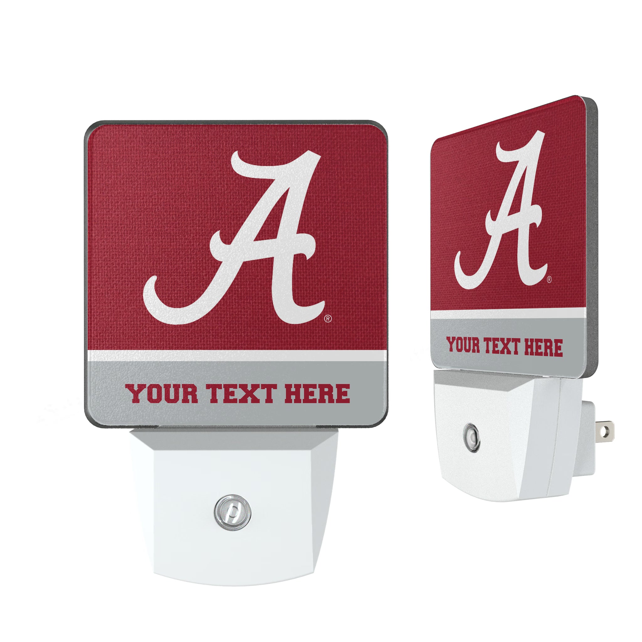 University of Alabama Crimson Tide Script A Personalized Endzone Solid Night Light 2-Pack