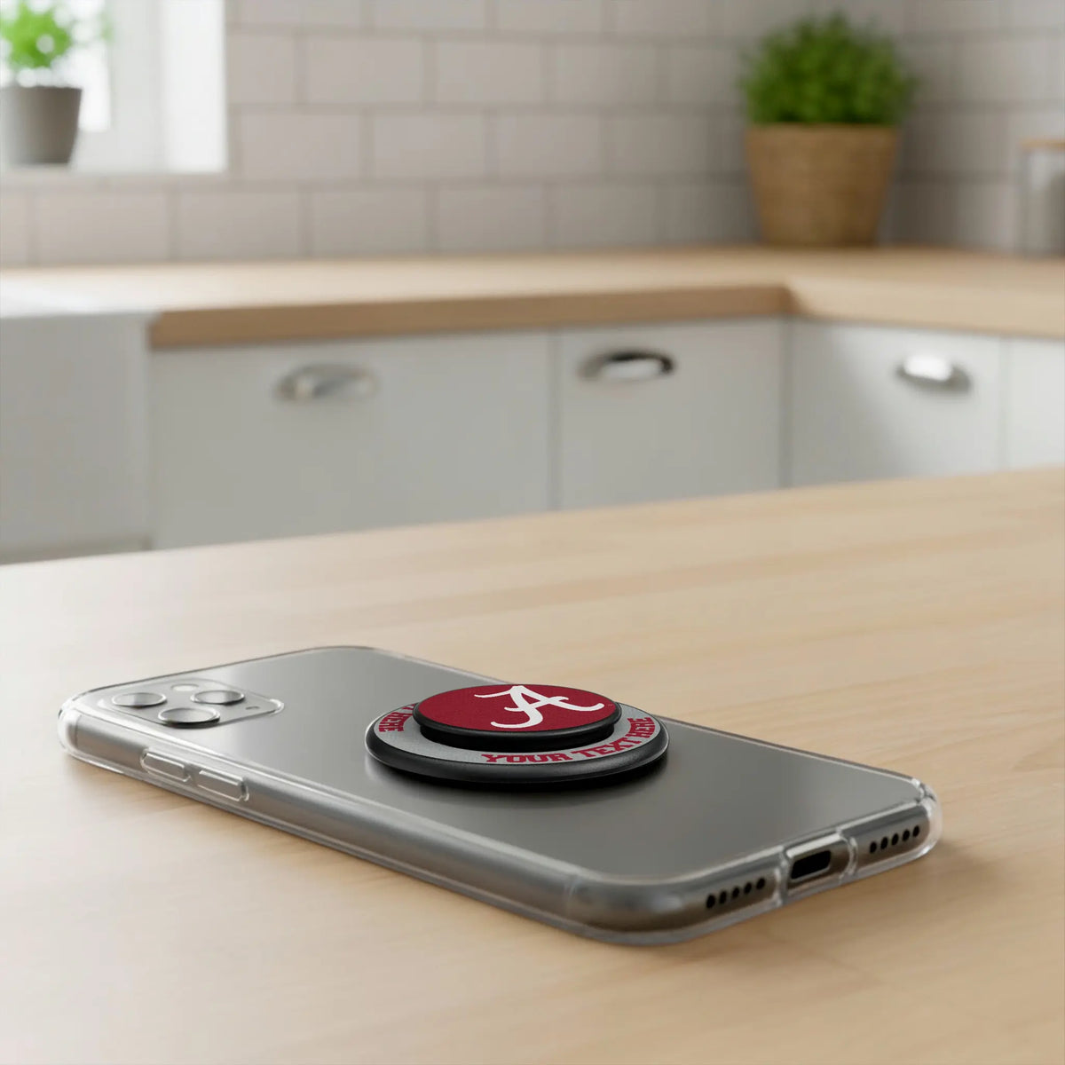 University of Alabama Crimson Tide Script A Personalized Endzone Solid Popsockets Round Magnetic - Lifestyle