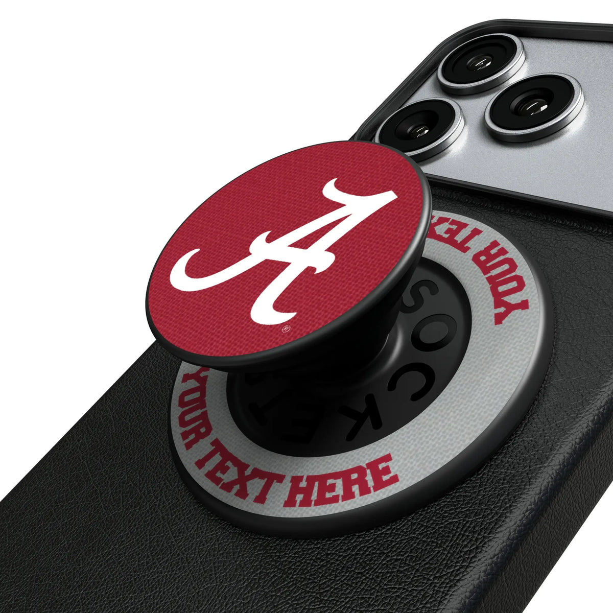 University of Alabama Crimson Tide Script A Personalized Endzone Solid Popsockets Round Magnetic