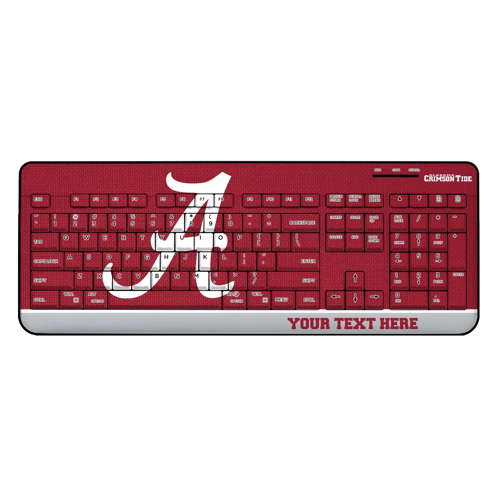 University of Alabama Crimson Tide Script A Personalized Endzone Solid Wireless USB Keyboard