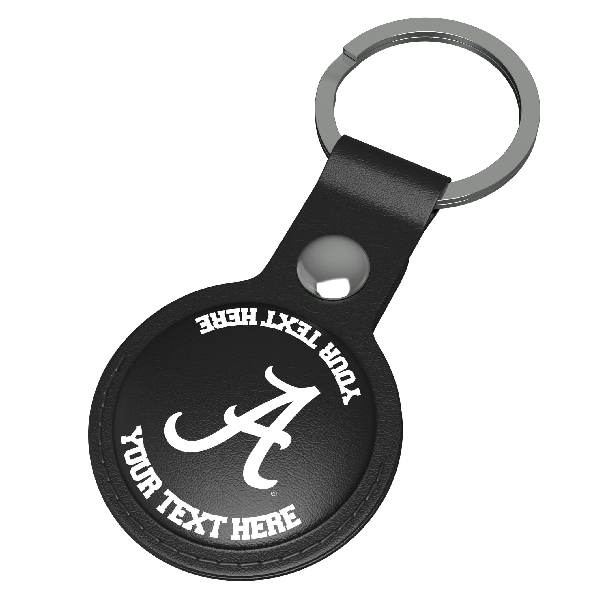 University of Alabama Crimson Tide Script A Personalized Insignia AirTag Black Airtag Holder - Isometric View