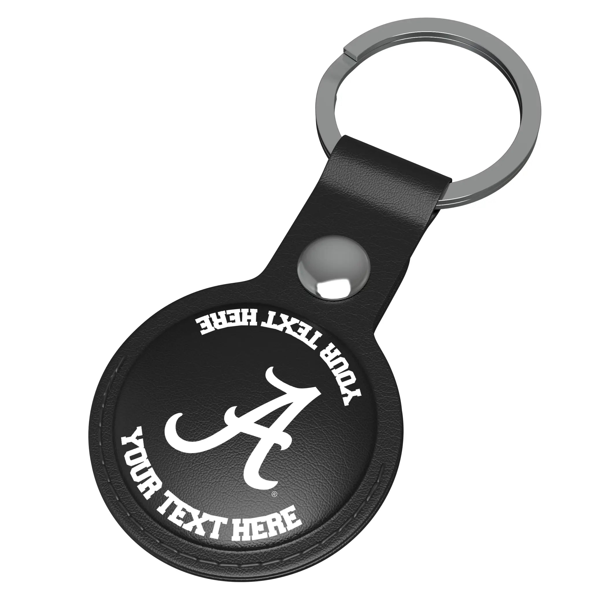 University of Alabama Crimson Tide Script A Personalized Insignia AirTag Black Airtag Holder - Isometric View