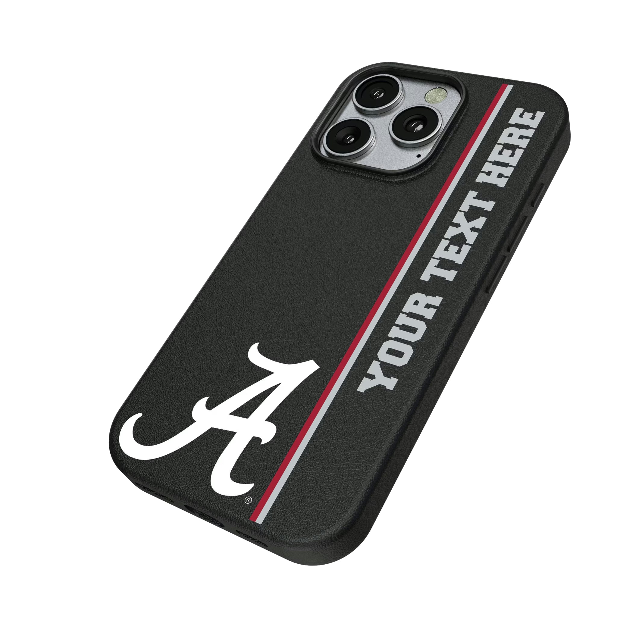 University of Alabama Crimson Tide Script A Personalized Sidebard iPhone MagSafe Compatible Phone Case for Apple iPhone - Isometric View