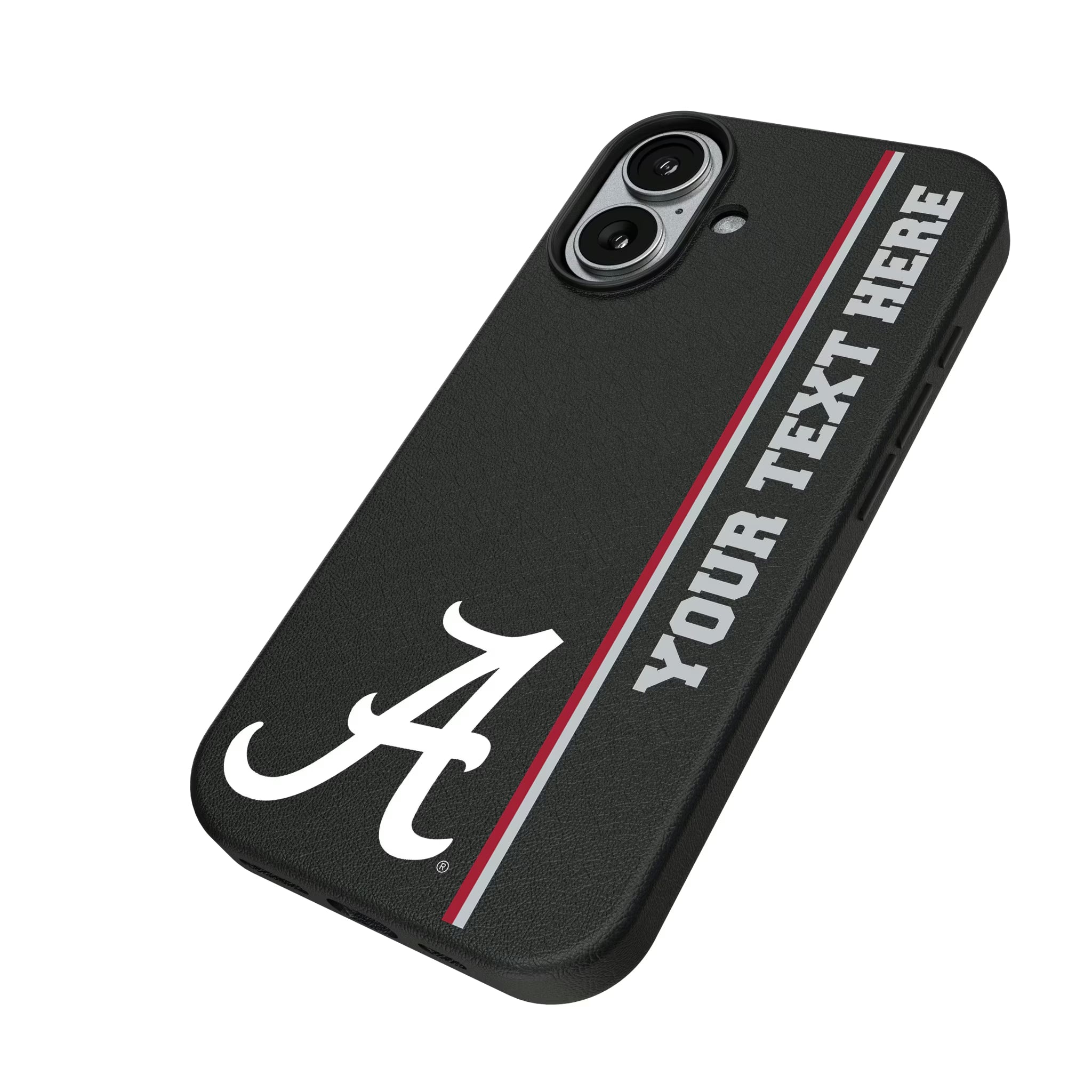 University of Alabama Crimson Tide Script A Personalized Sidebard iPhone MagSafe Compatible Phone Case for Apple iPhone - Isometric View#Device_iPhone 17