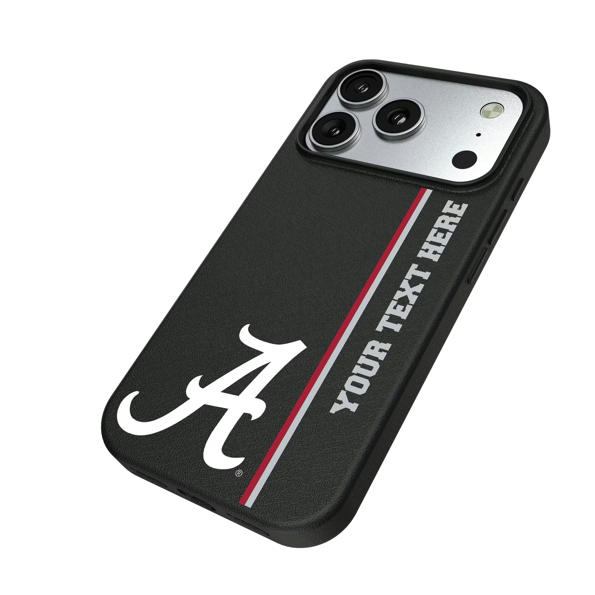 University of Alabama Crimson Tide Script A Personalized Sidebard iPhone MagSafe Compatible Phone Case for Apple iPhone - Isometric View#Device_iPhone 17 Pro