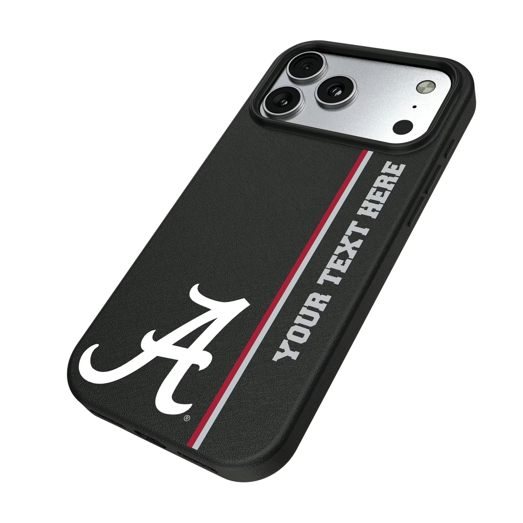 University of Alabama Crimson Tide Script A Personalized Sidebard iPhone MagSafe Compatible Phone Case for Apple iPhone - Isometric View#Device_iPhone 17 Pro Max