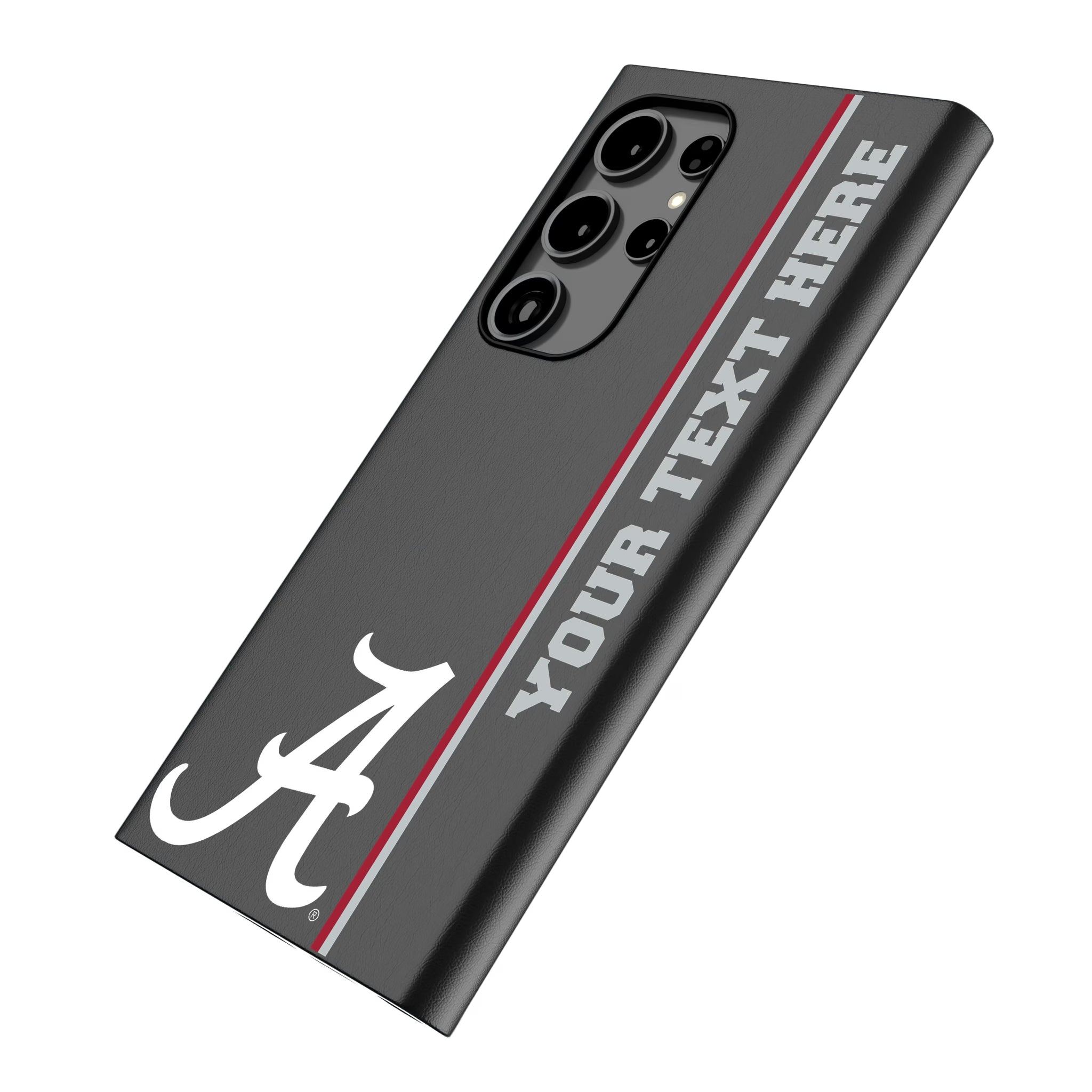 University of Alabama Crimson Tide Script A Personalized Sidebard Galaxy MagSafe Compatible Phone Case for Samsung Galaxy - Isometric View