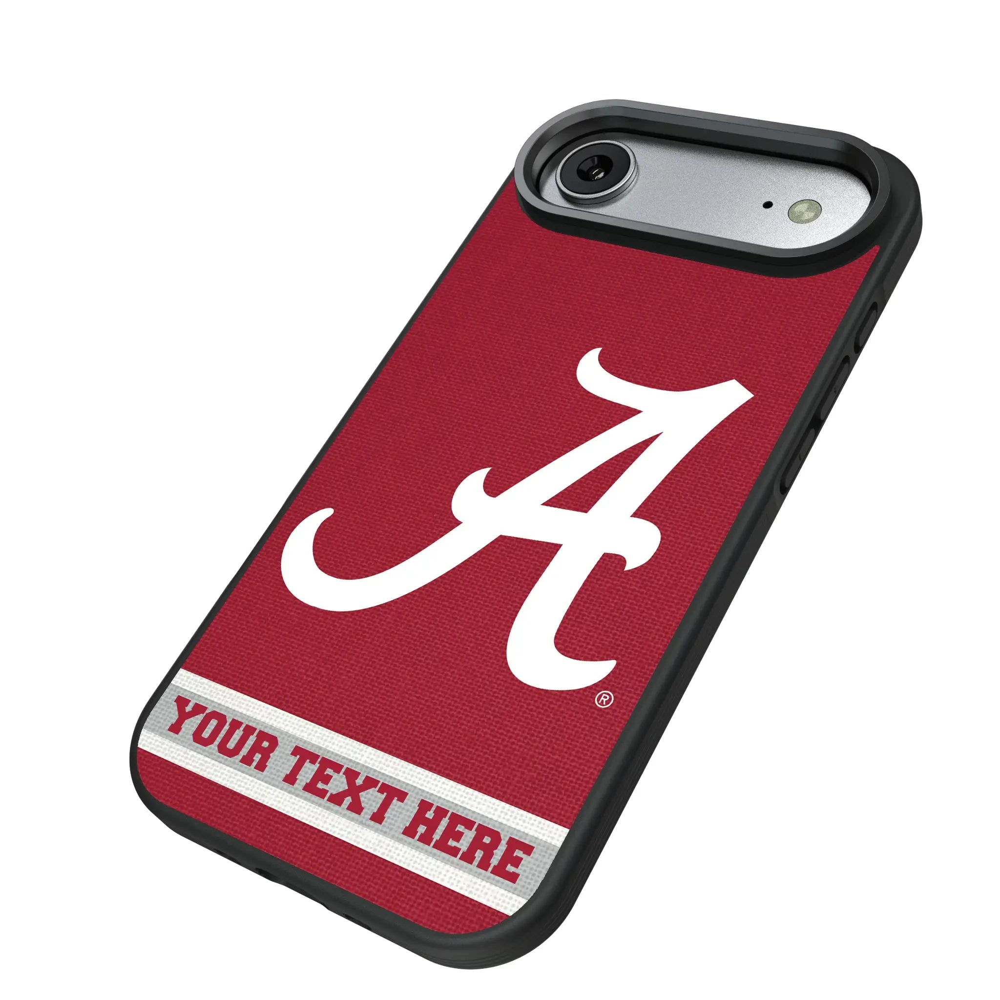 University of Alabama Crimson Tide Script A Personalized Stripe iPhone Bump Phone Case for Apple iPhone - Isometric View#Device_iPhone Air