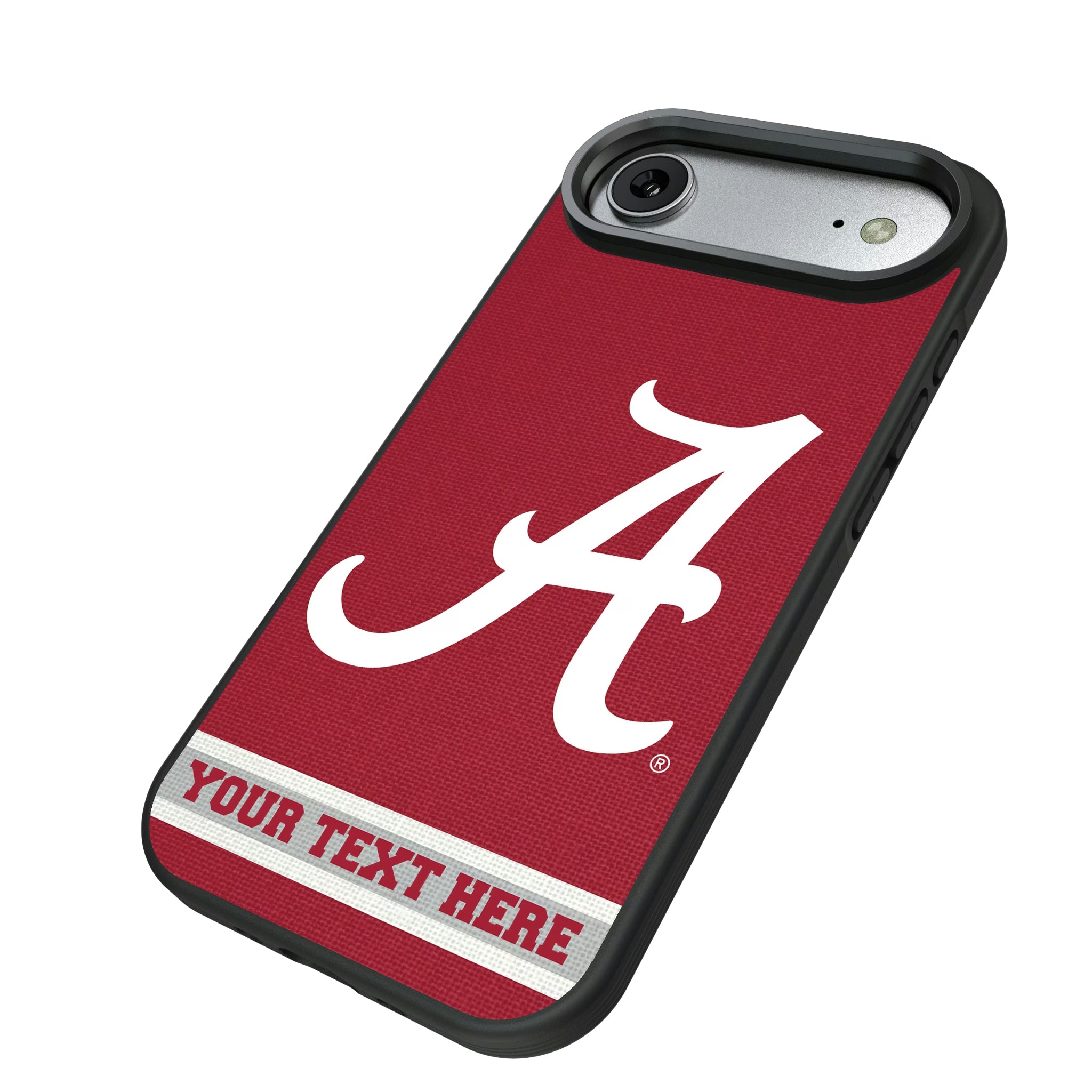 University of Alabama Crimson Tide Script A Personalized Stripe iPhone Bump Phone Case for Apple iPhone - Isometric View#Device_iPhone Air