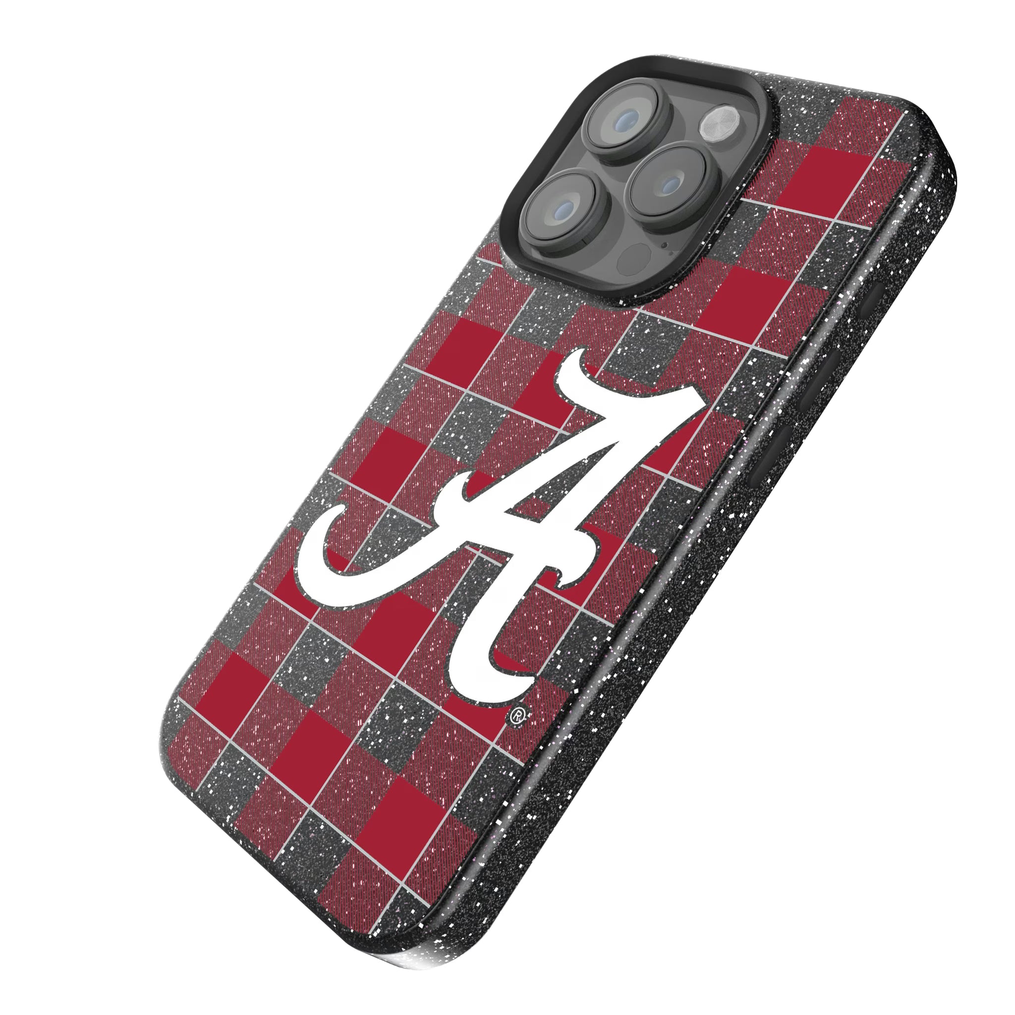 University of Alabama Crimson Tide Script A Plaid iPhone Bling Phone Case for Apple iPhone - Isometric View