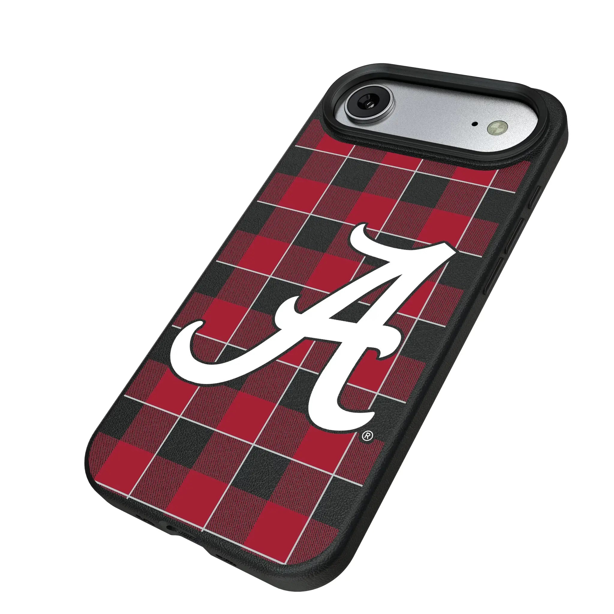 University of Alabama Crimson Tide Script A Plaid iPhone MagSafe Compatible Phone Case for Apple iPhone - Isometric View#Device_iPhone Air