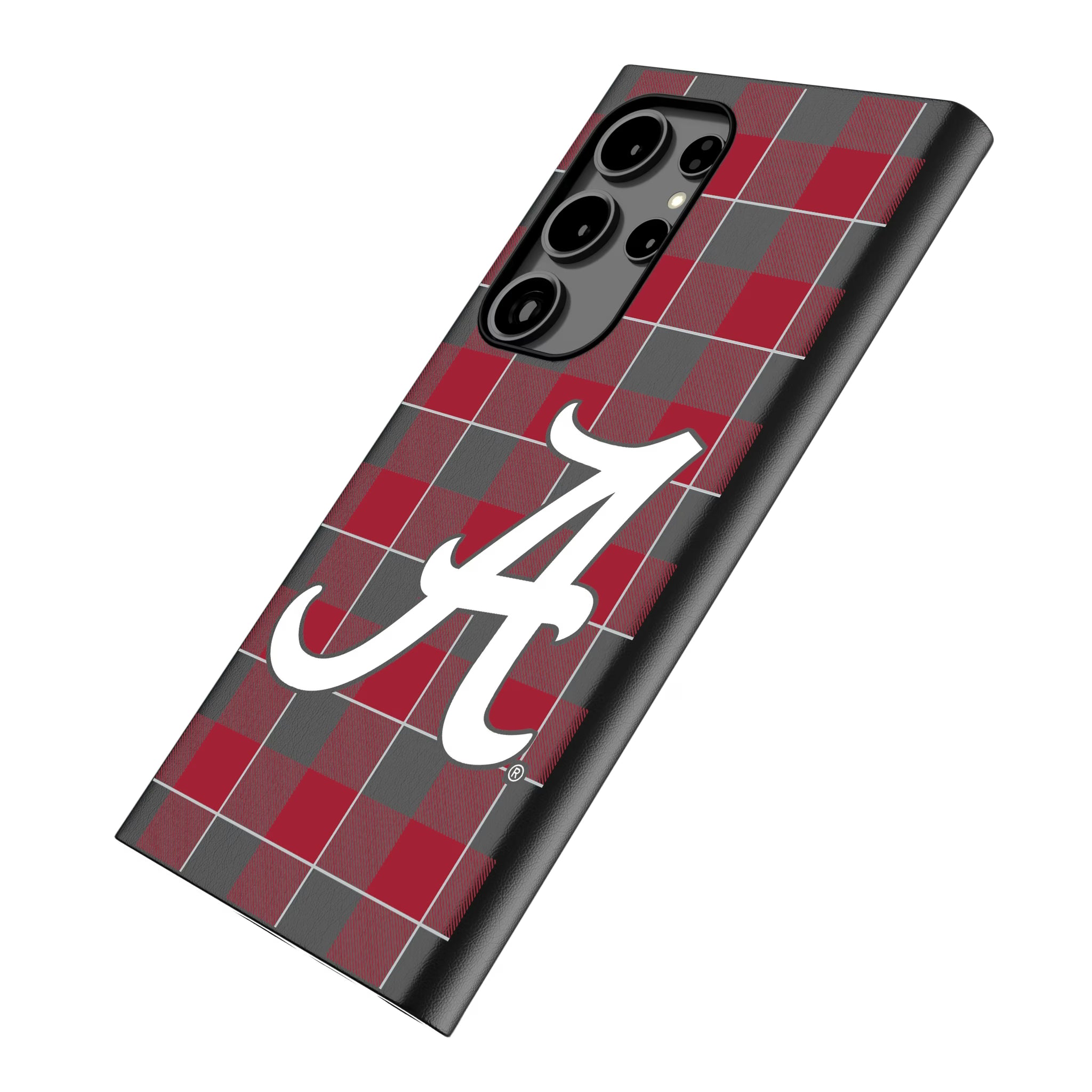 University of Alabama Crimson Tide Script A Plaid Galaxy MagSafe Compatible Phone Case for Samsung Galaxy - Isometric View