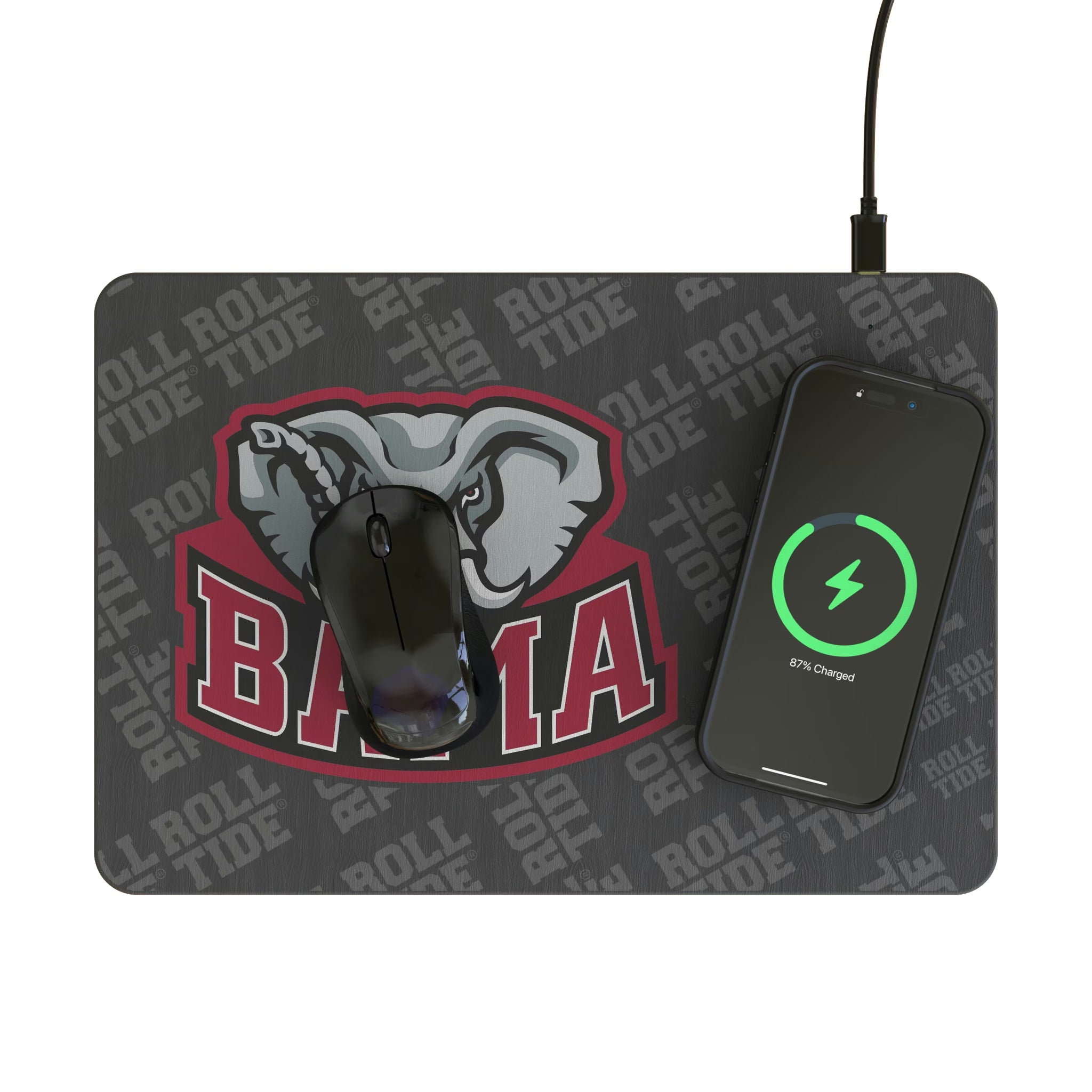University of Alabama Crimson Tide Script A Quadtile 15-Watt Wireless Charger and Mouse Pad - Lifestyle