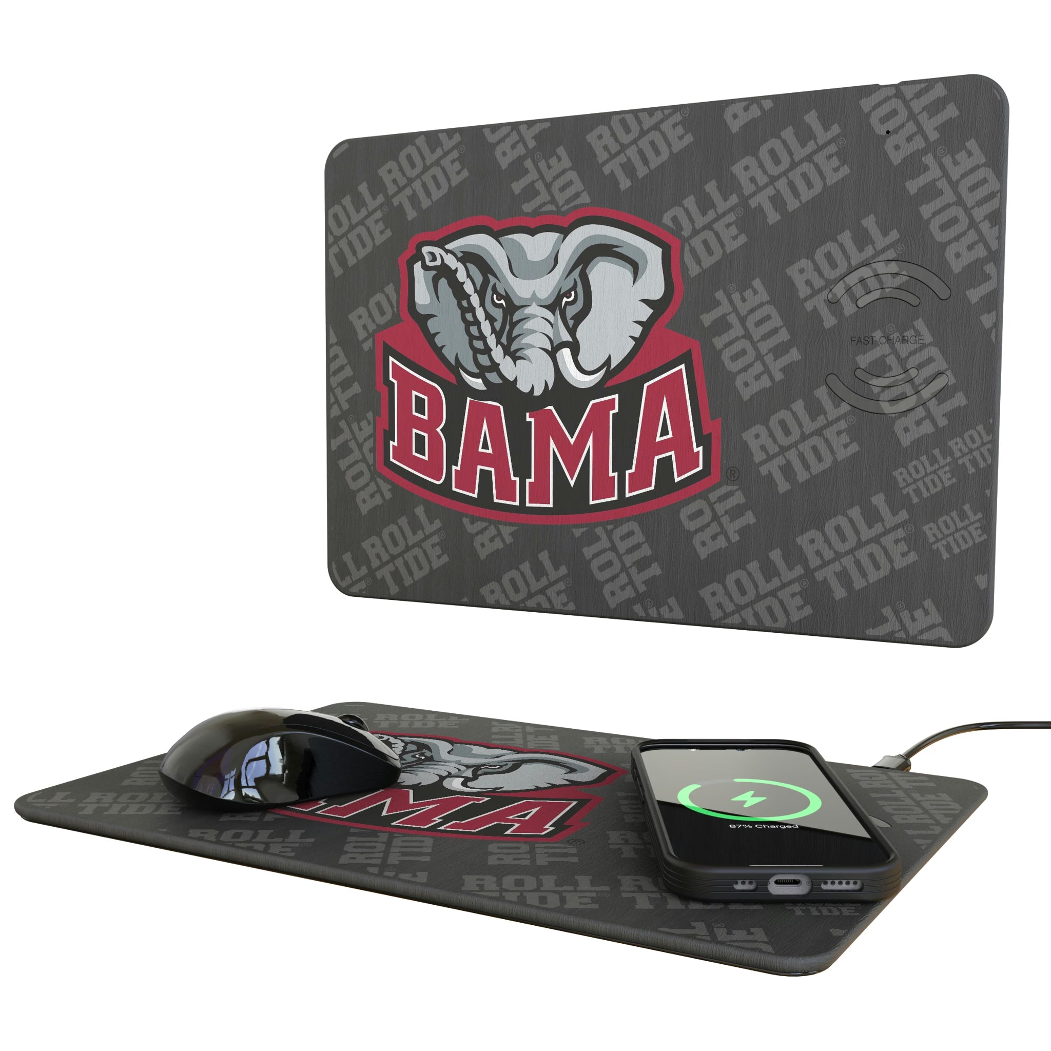 University of Alabama Crimson Tide Script A Quadtile 15-Watt Wireless Charger and Mouse Pad